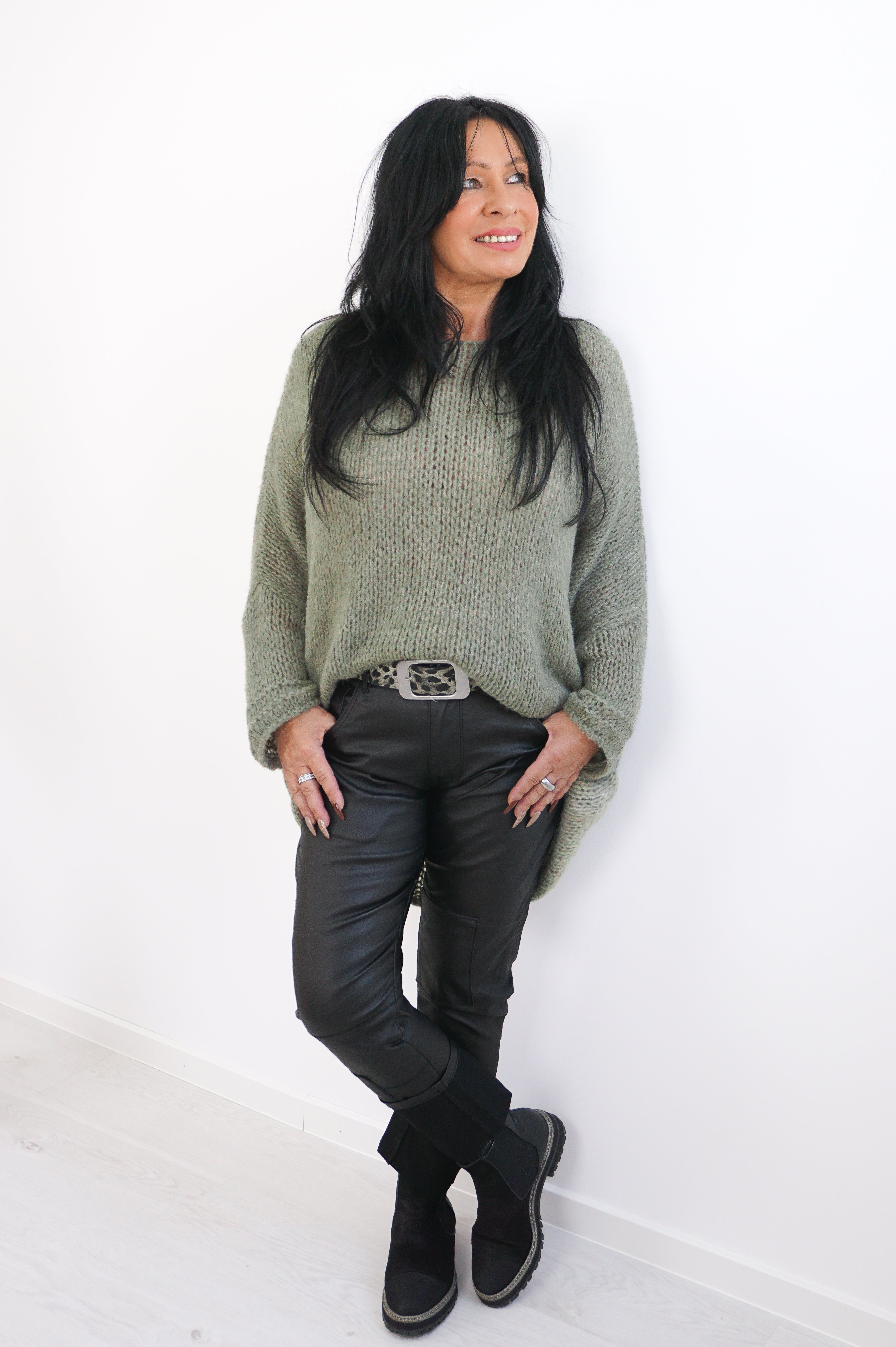 Basic Strickpulli, khaki