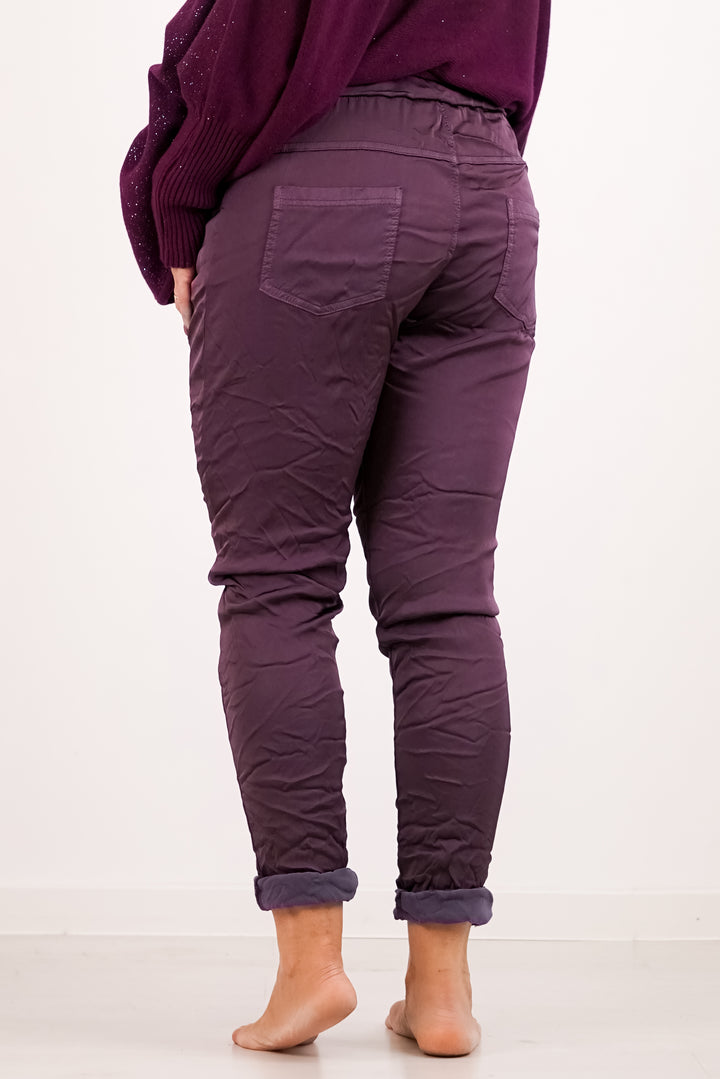 Jogpant im Satin Look, aubergine