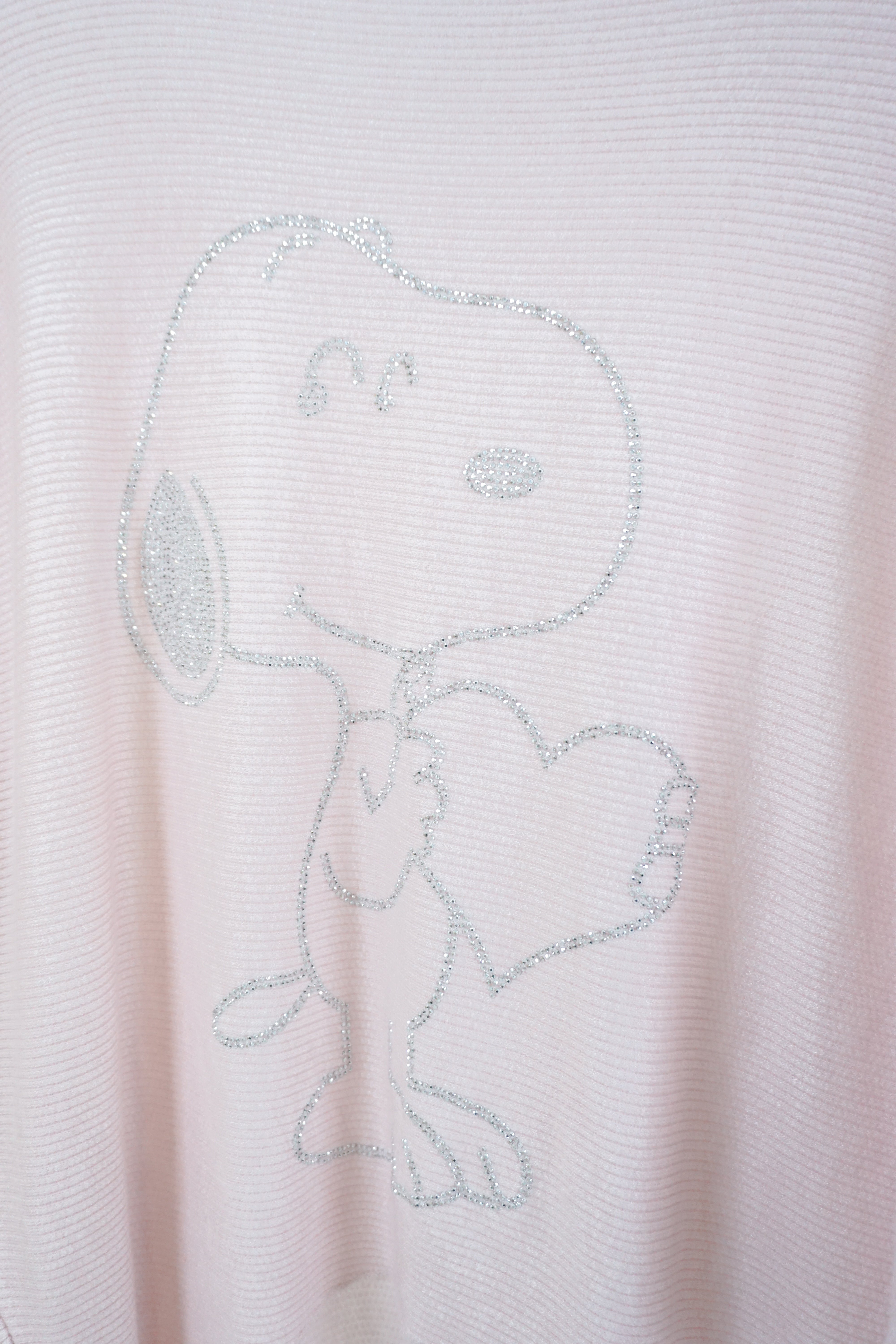 Feinstrickpulli mit Strass Print "Snoopy", rosa
