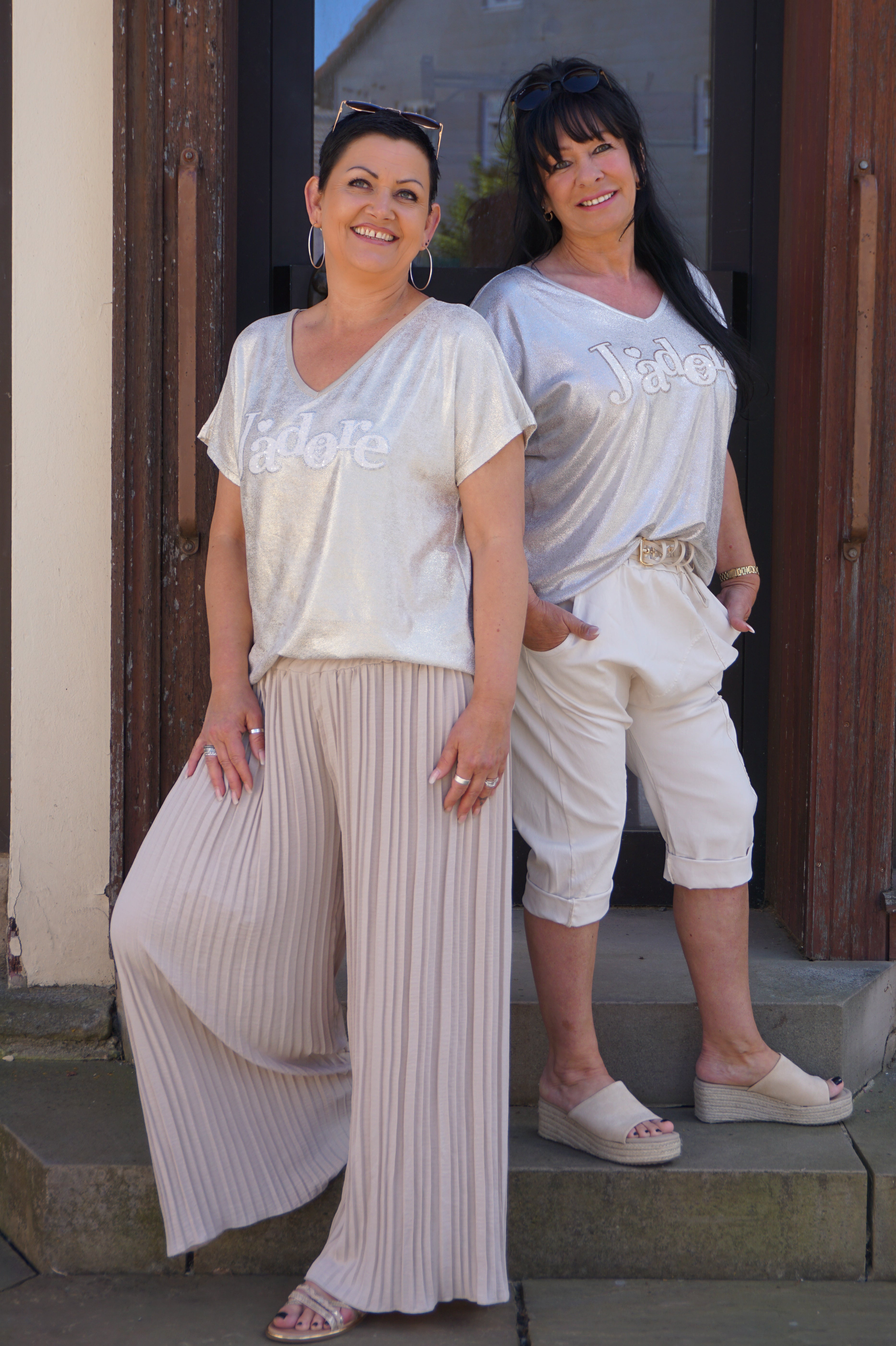 Plissee Hose, beige