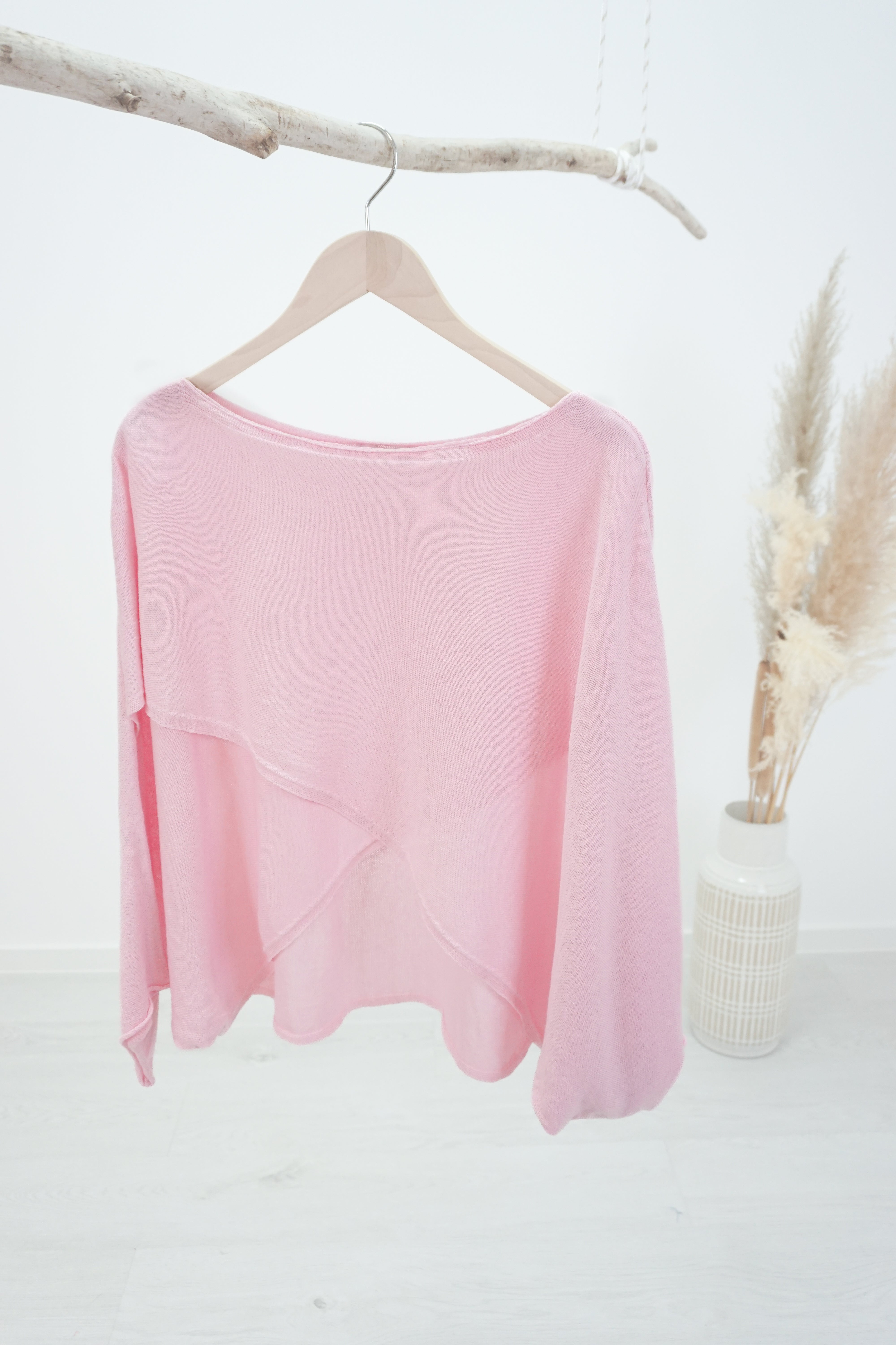 Feinstrickpulli mit überschnittenem Design, rosa