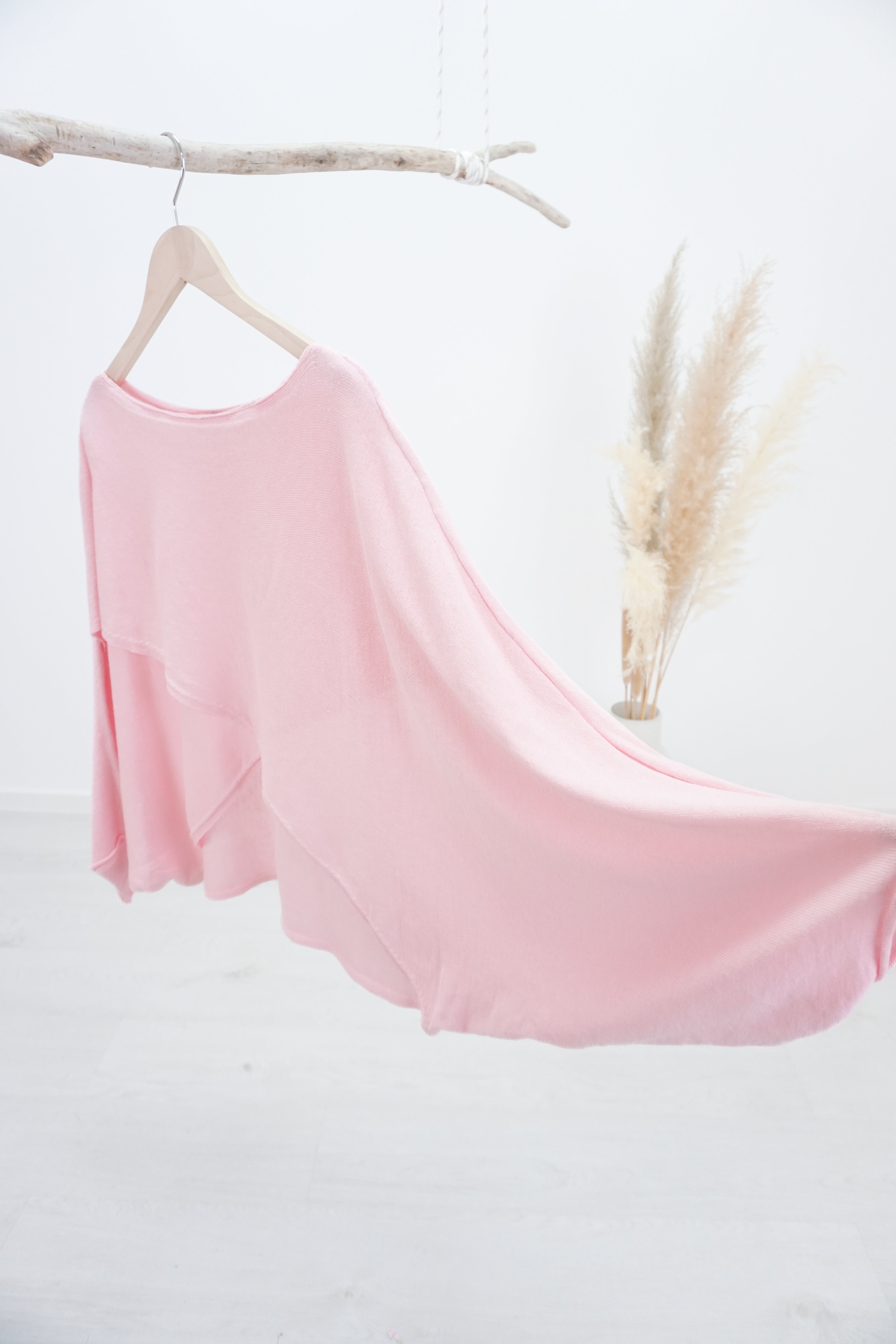 Feinstrickpulli mit überschnittenem Design, rosa