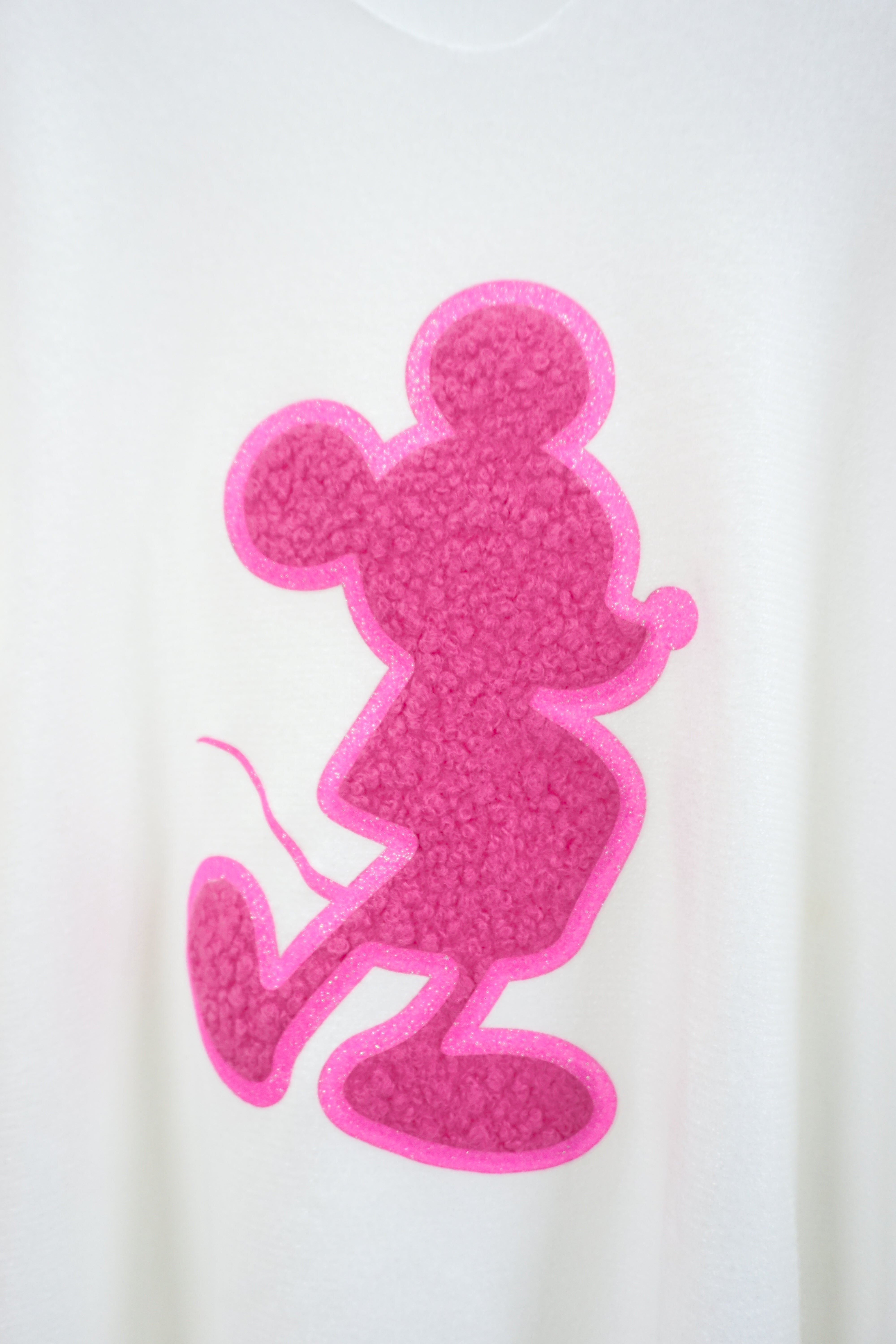 Feinstrickpulli "PINK Micky" , wollweiß