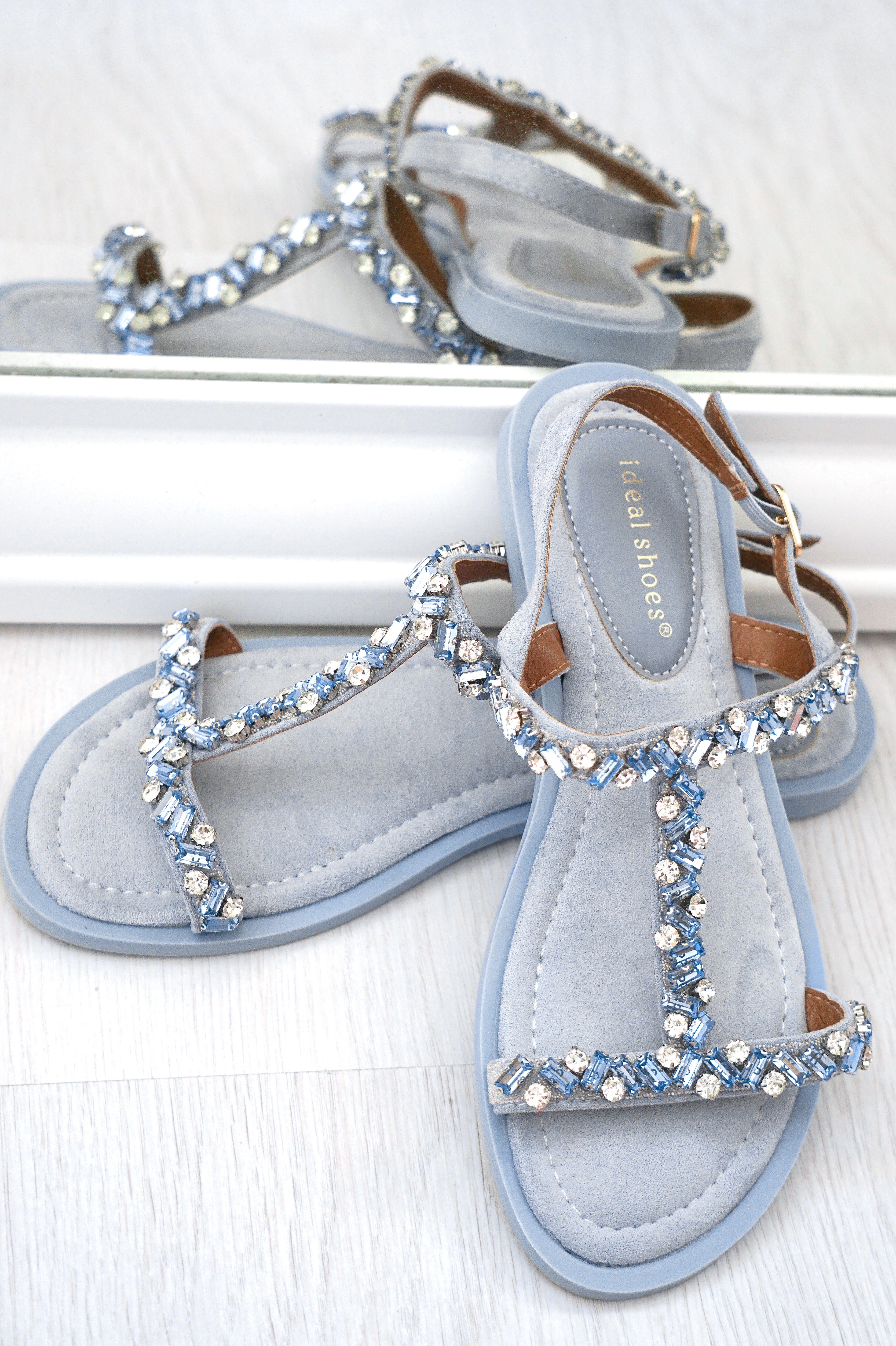 Sandale mit Strass, blau