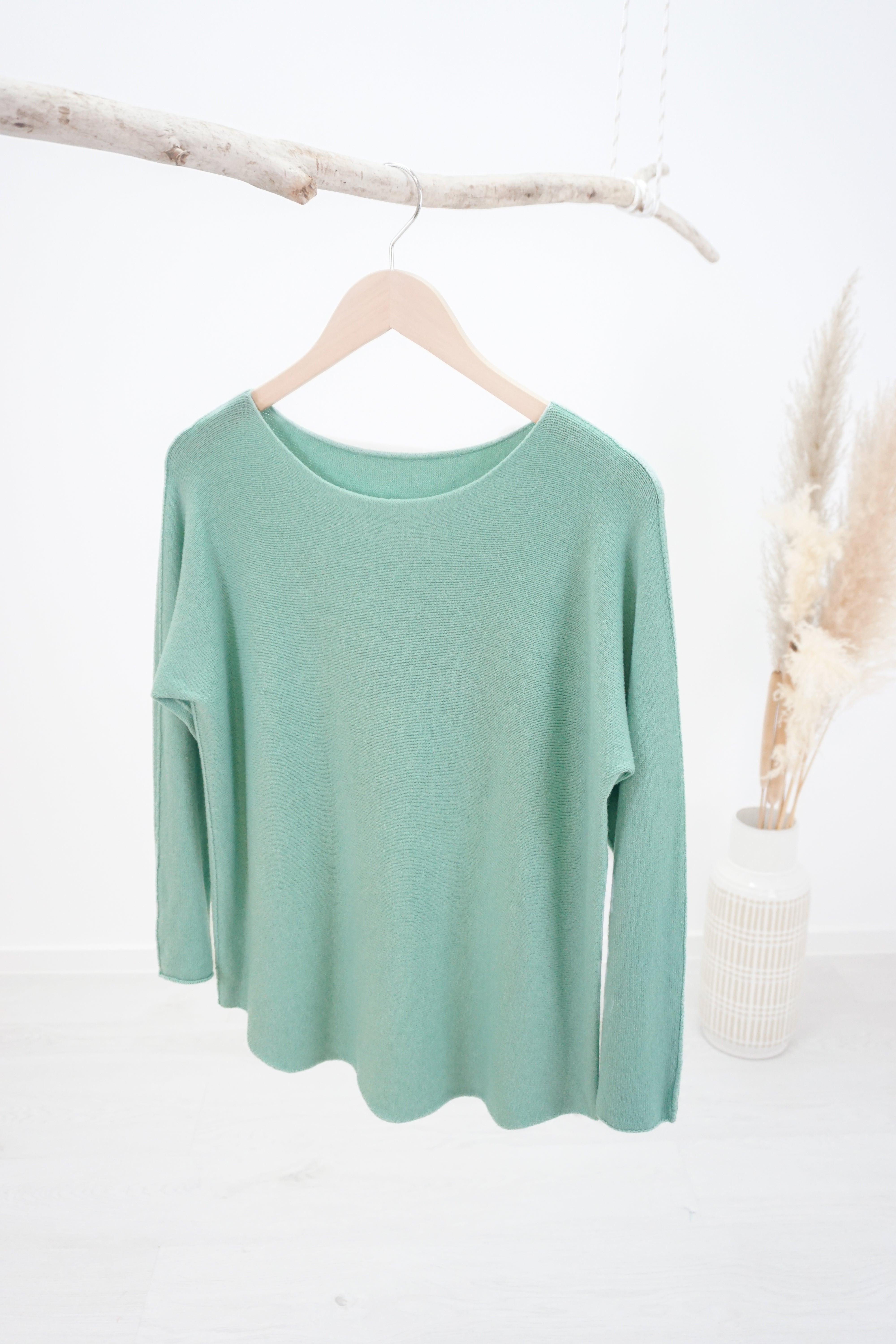 Basic Feinstrickpulli, dunkelmint