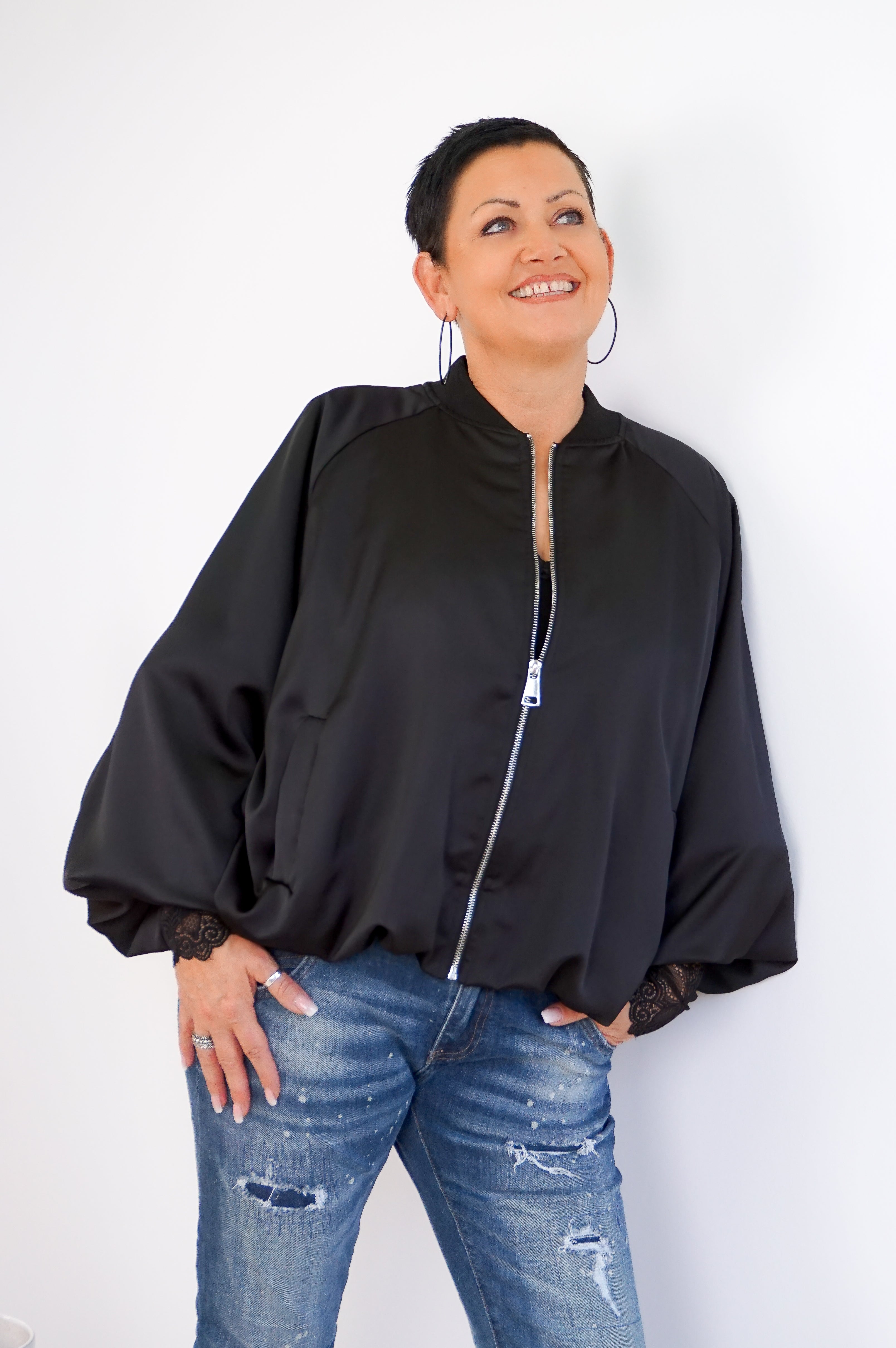 Blousonjacke, schwarz