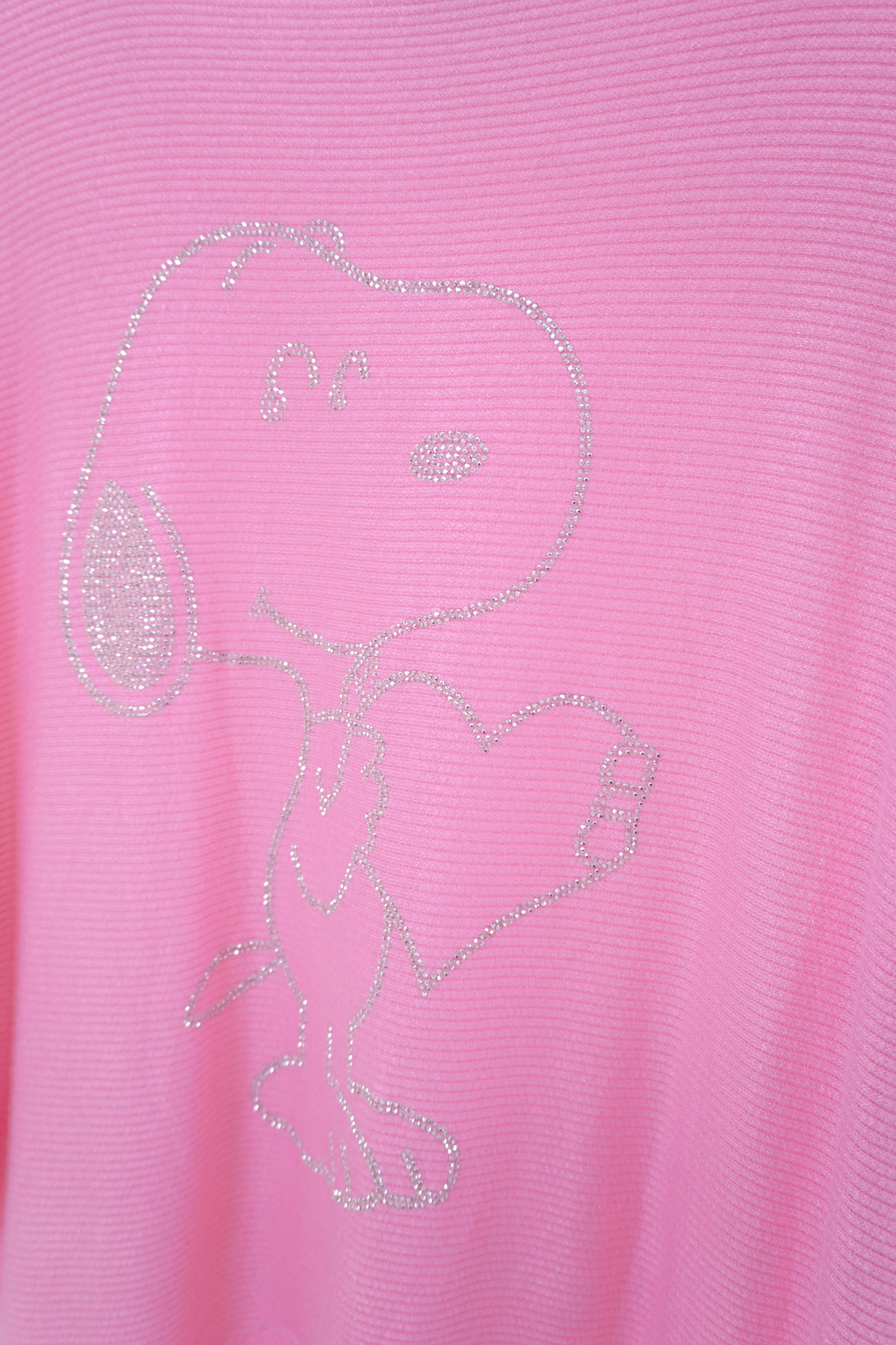Feinstrickpulli mit Strass-Print "Snoopy", candy pink