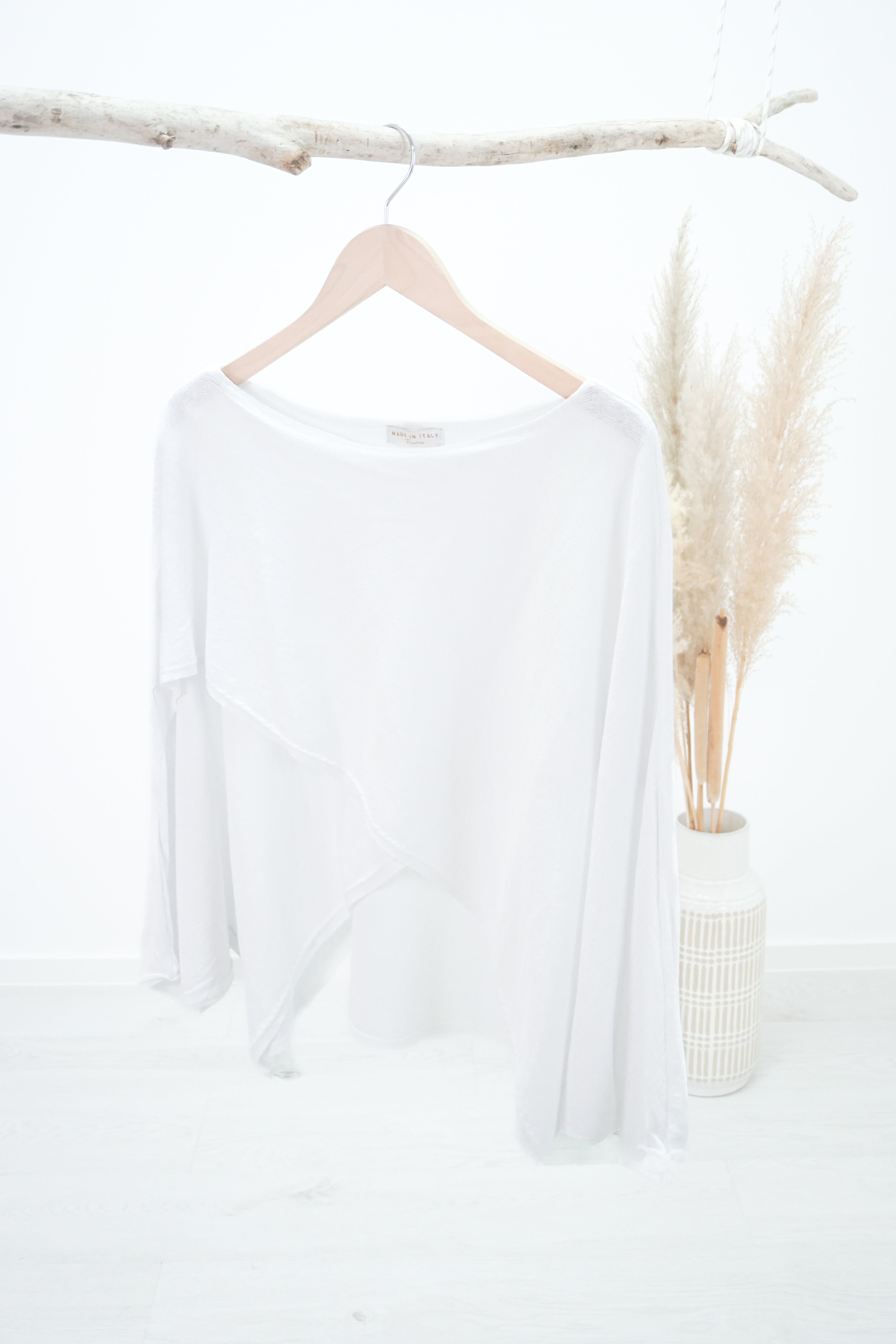 Feinstrickpulli mit überschnittenem Design, weiß