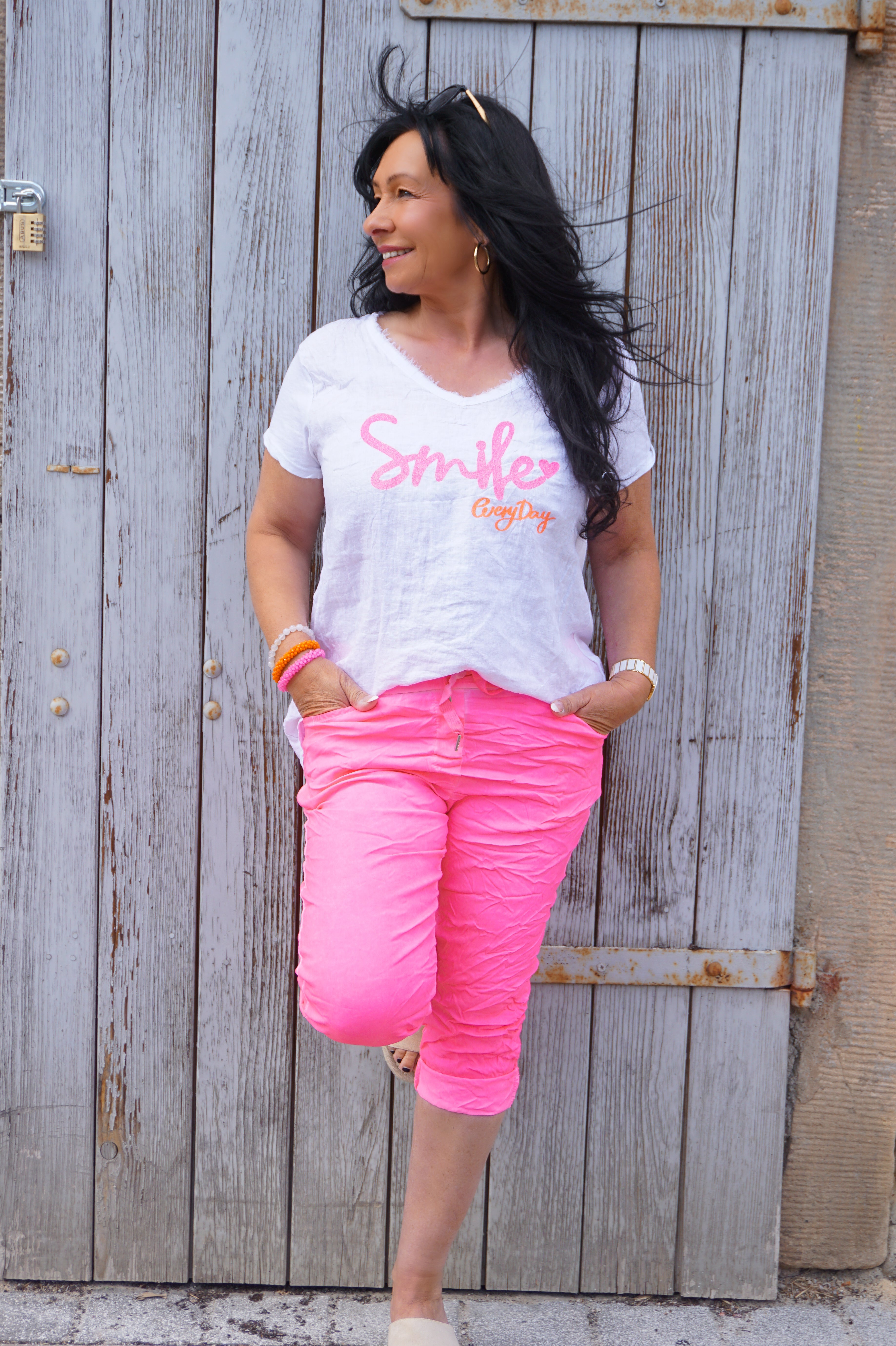 Basic Capri Jogpant, neonpink
