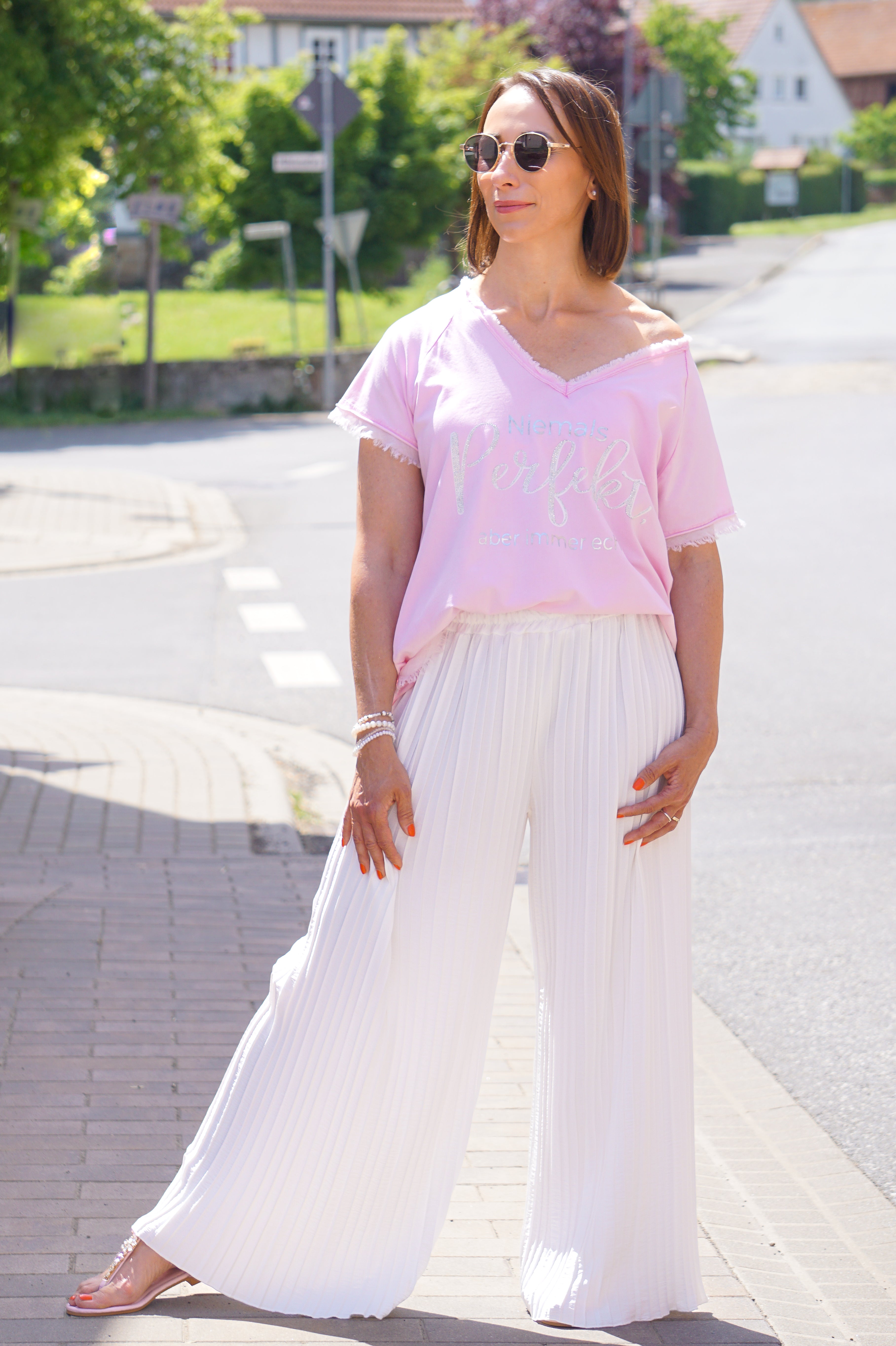 T-Shirt "niemals perfekt", rosa