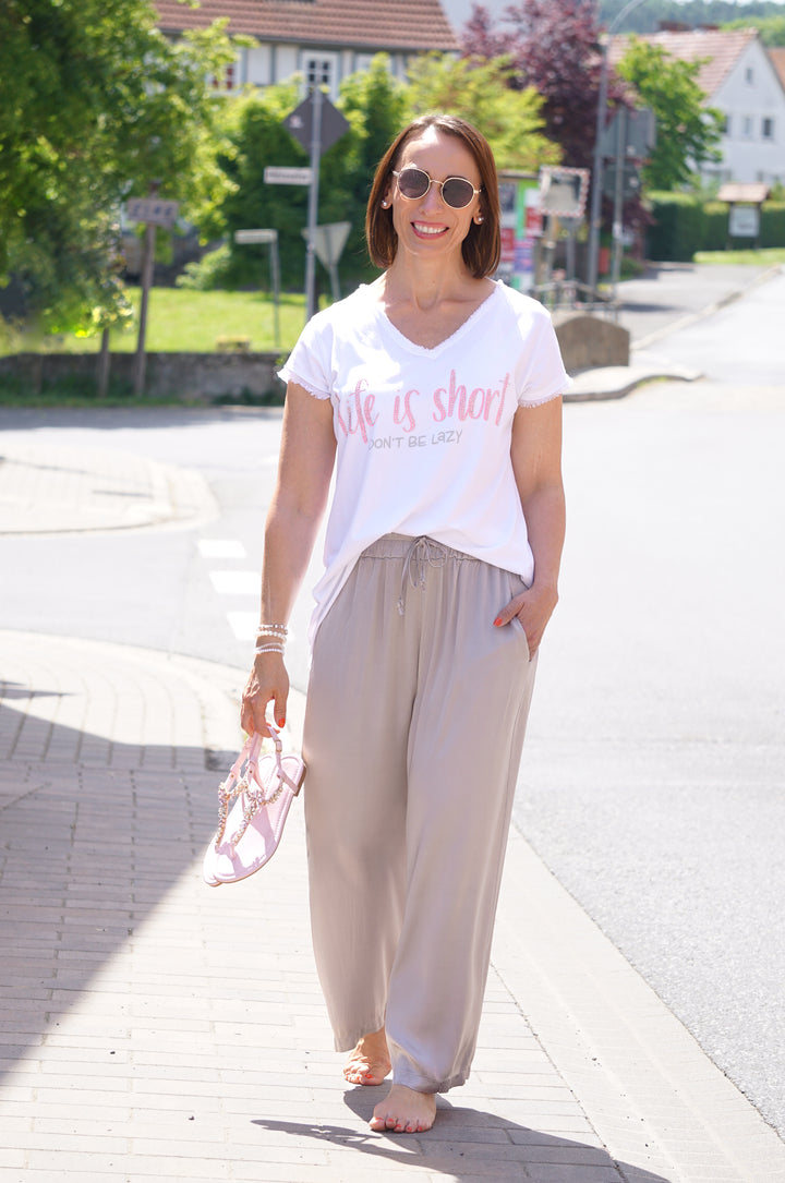 T-Shirt "Life is short", weiß