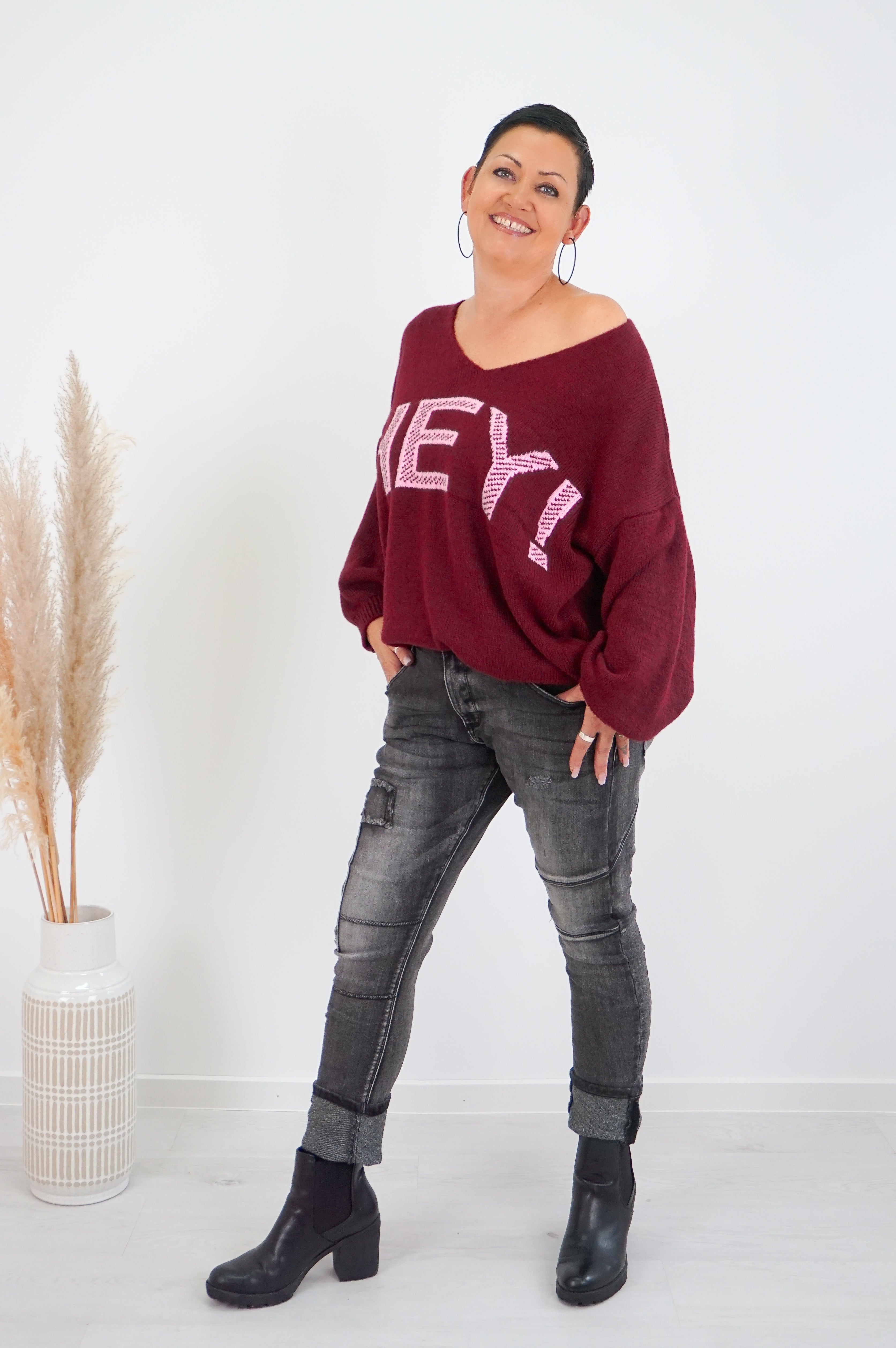Sexy Woman Jeans mit Patches, grau