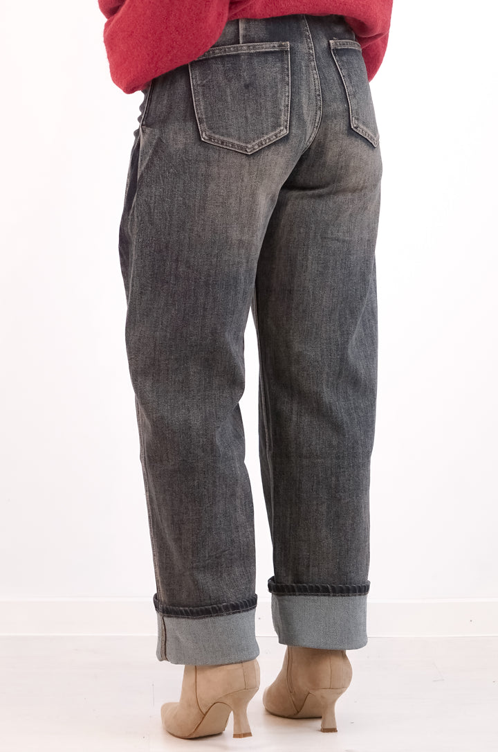 Sexy Woman Barrel Jeans, anthrazit/braun