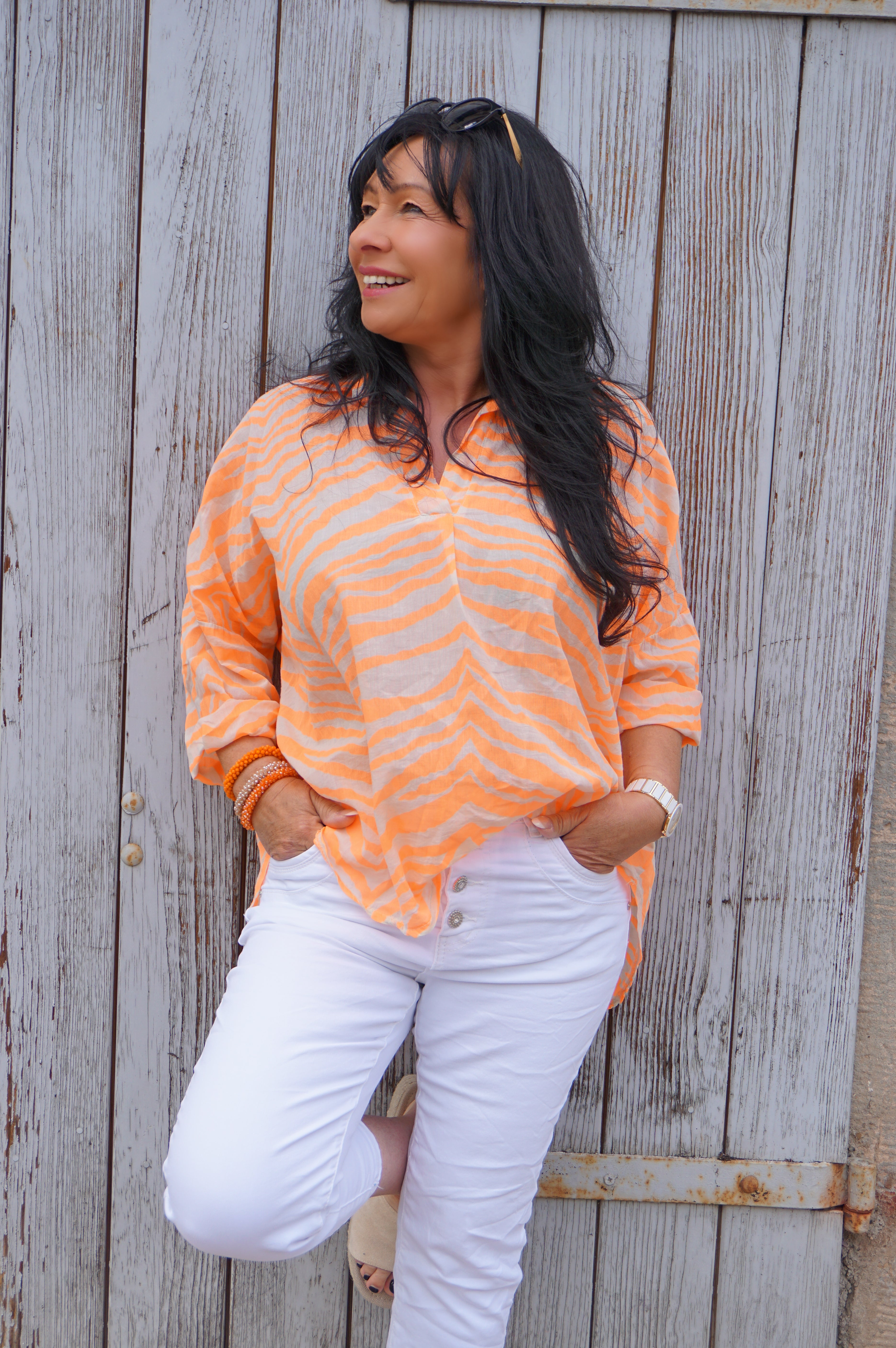 Bluse „Tiger“, neonorange