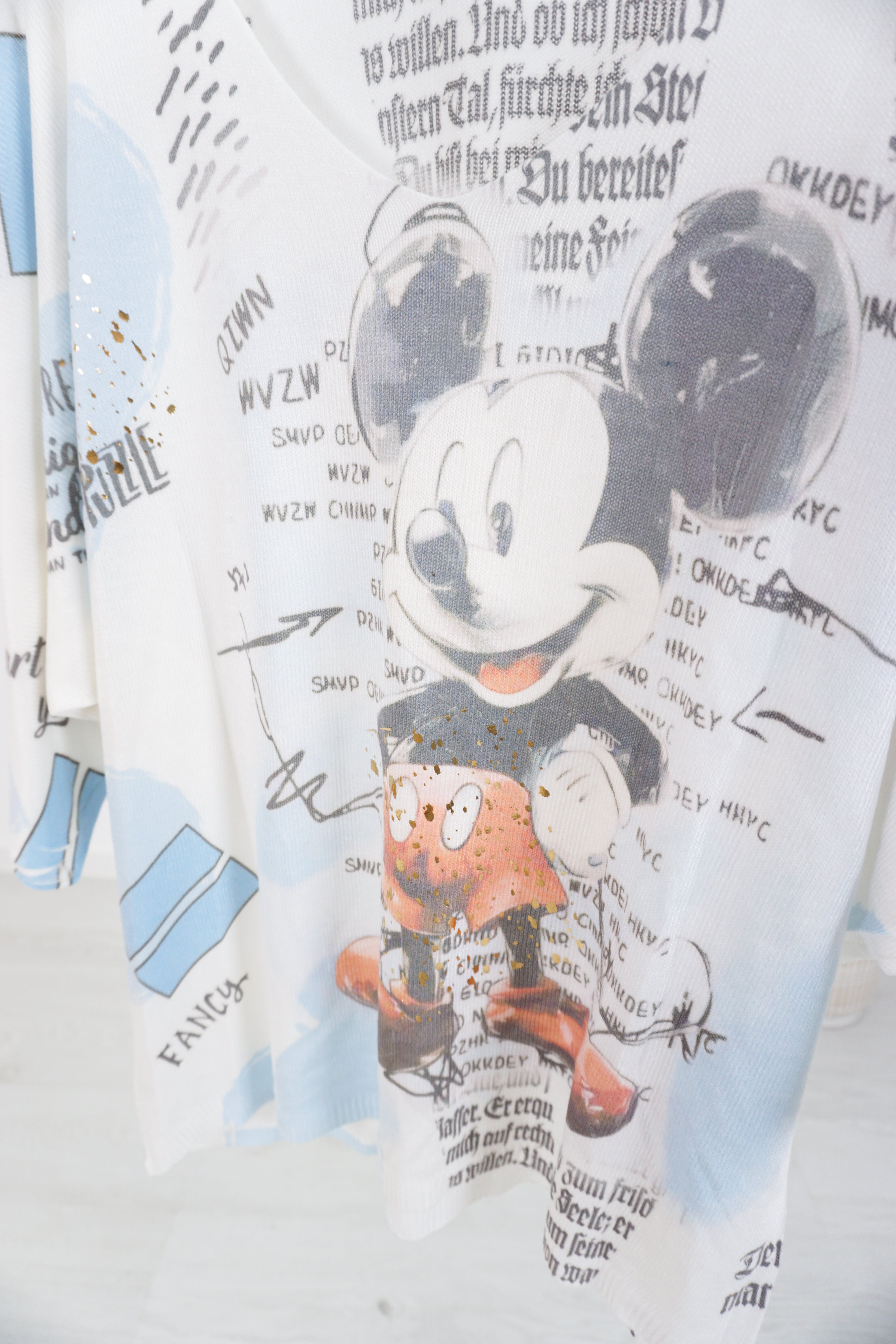 Leichter Feinstrickpulli "fancy Micky", hellblau