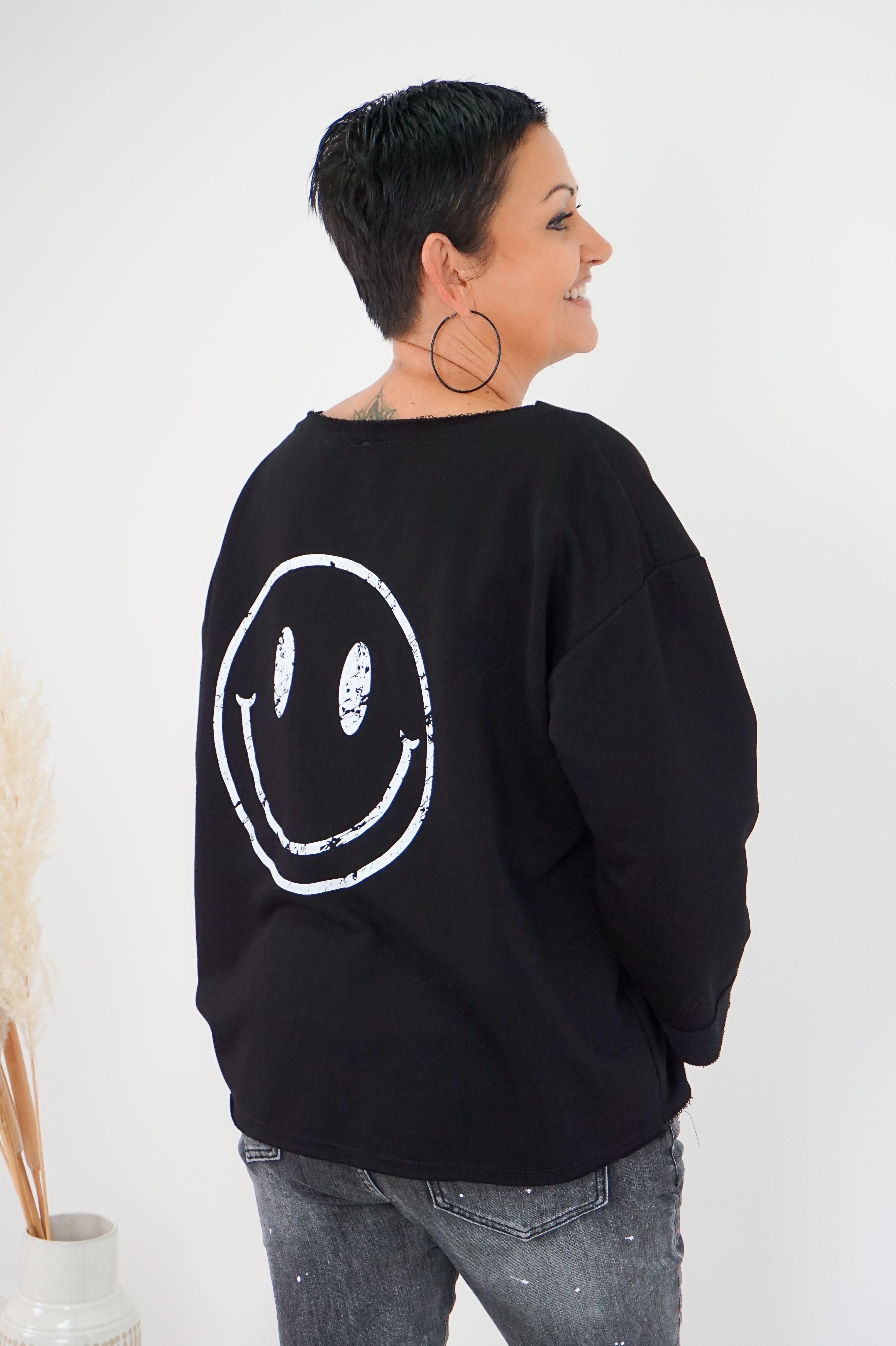 Sweatshirt "smiley“, schwarz/weiß
