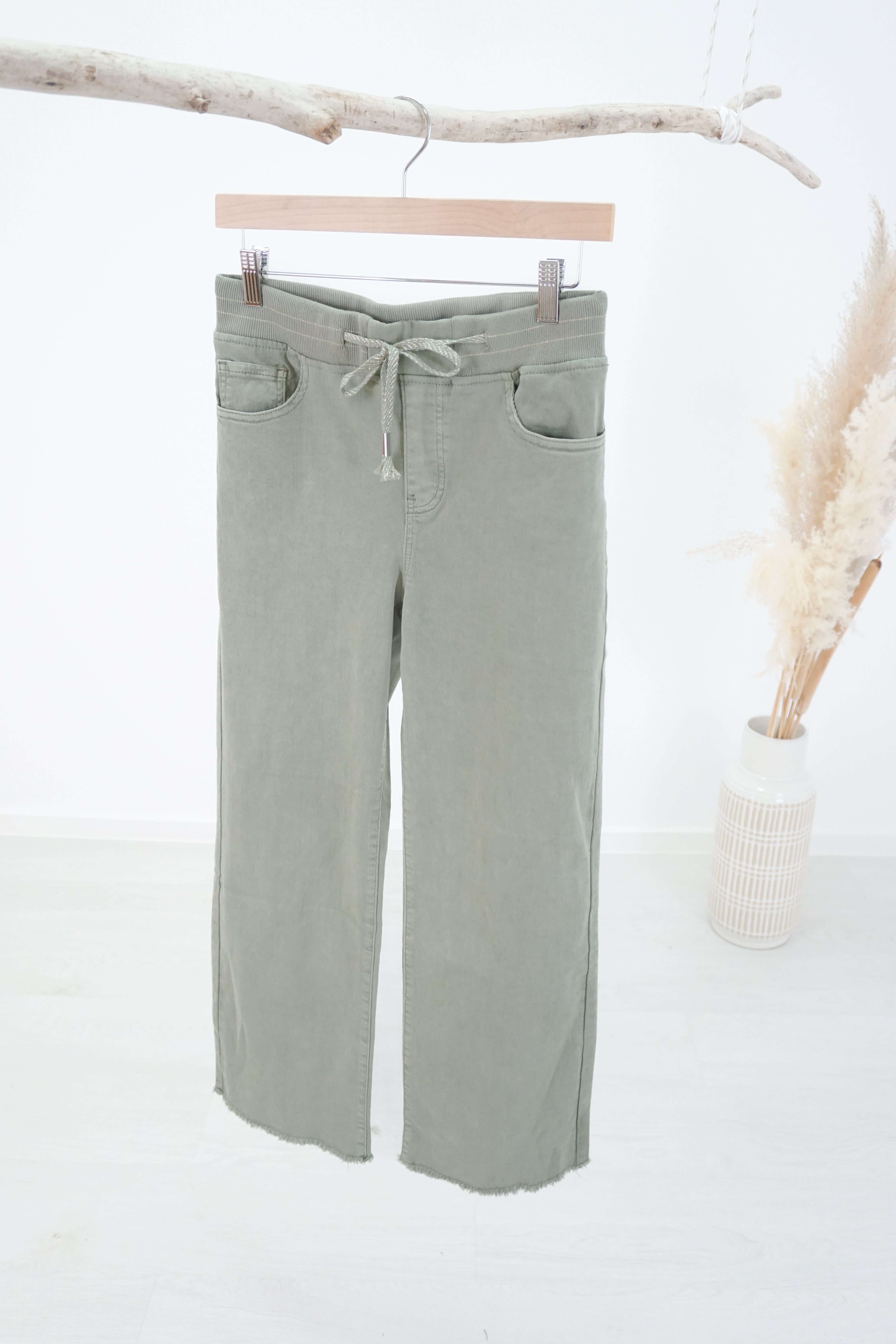 Jeans mit Gummizug von Zac & Zoe mit geradem Bein, helles khaki