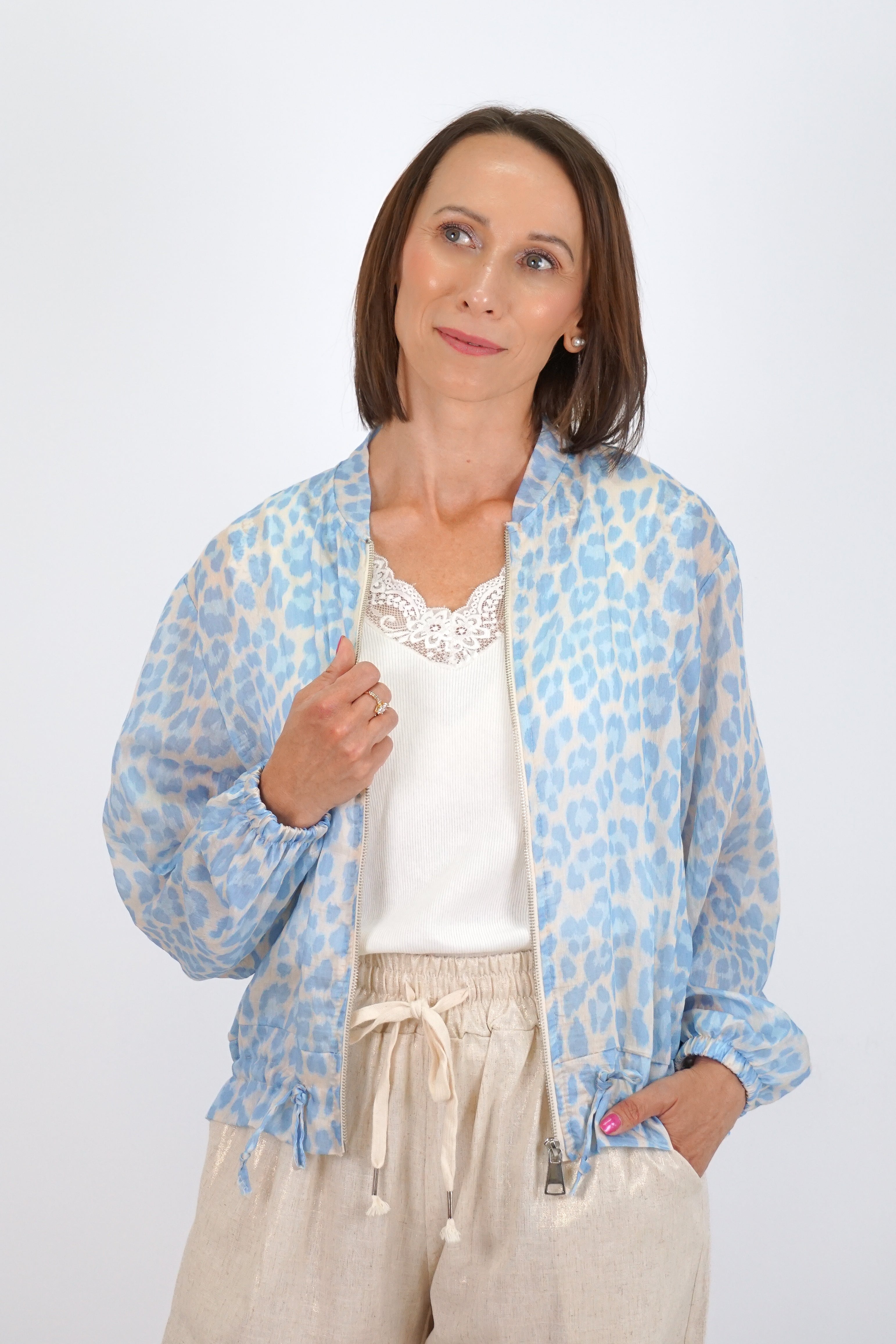 Leichte Blousonjacke „Leo“, hellblau