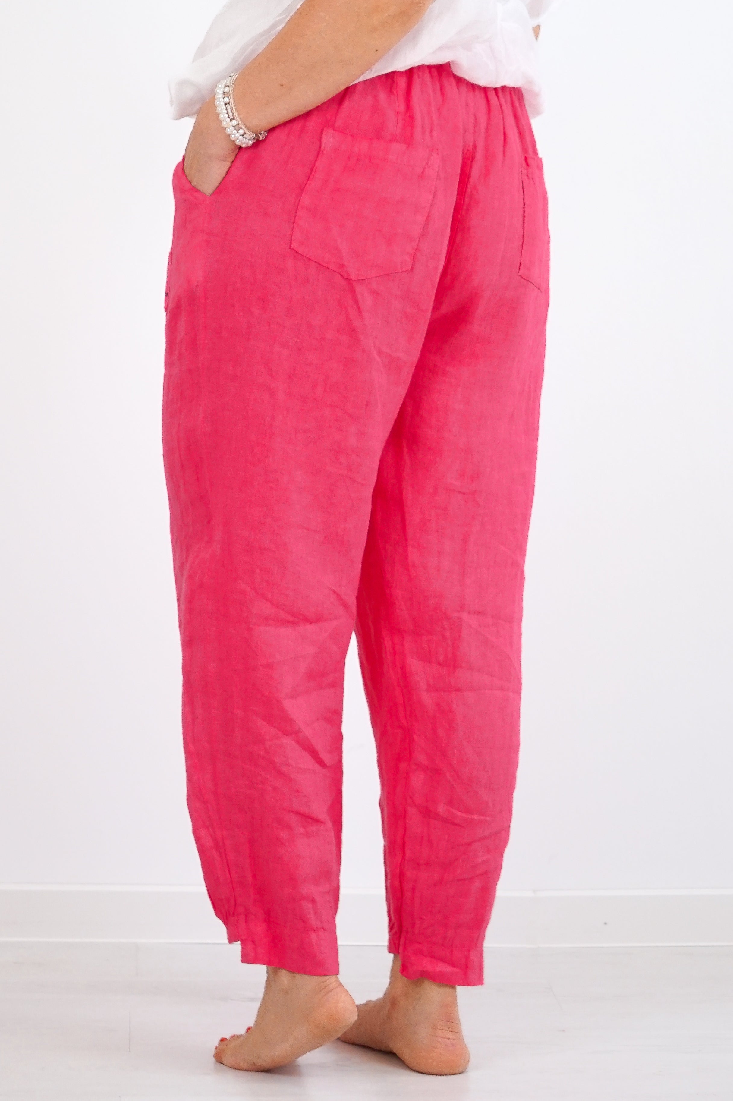 Leinenhose „natural“, erdbeerrot
