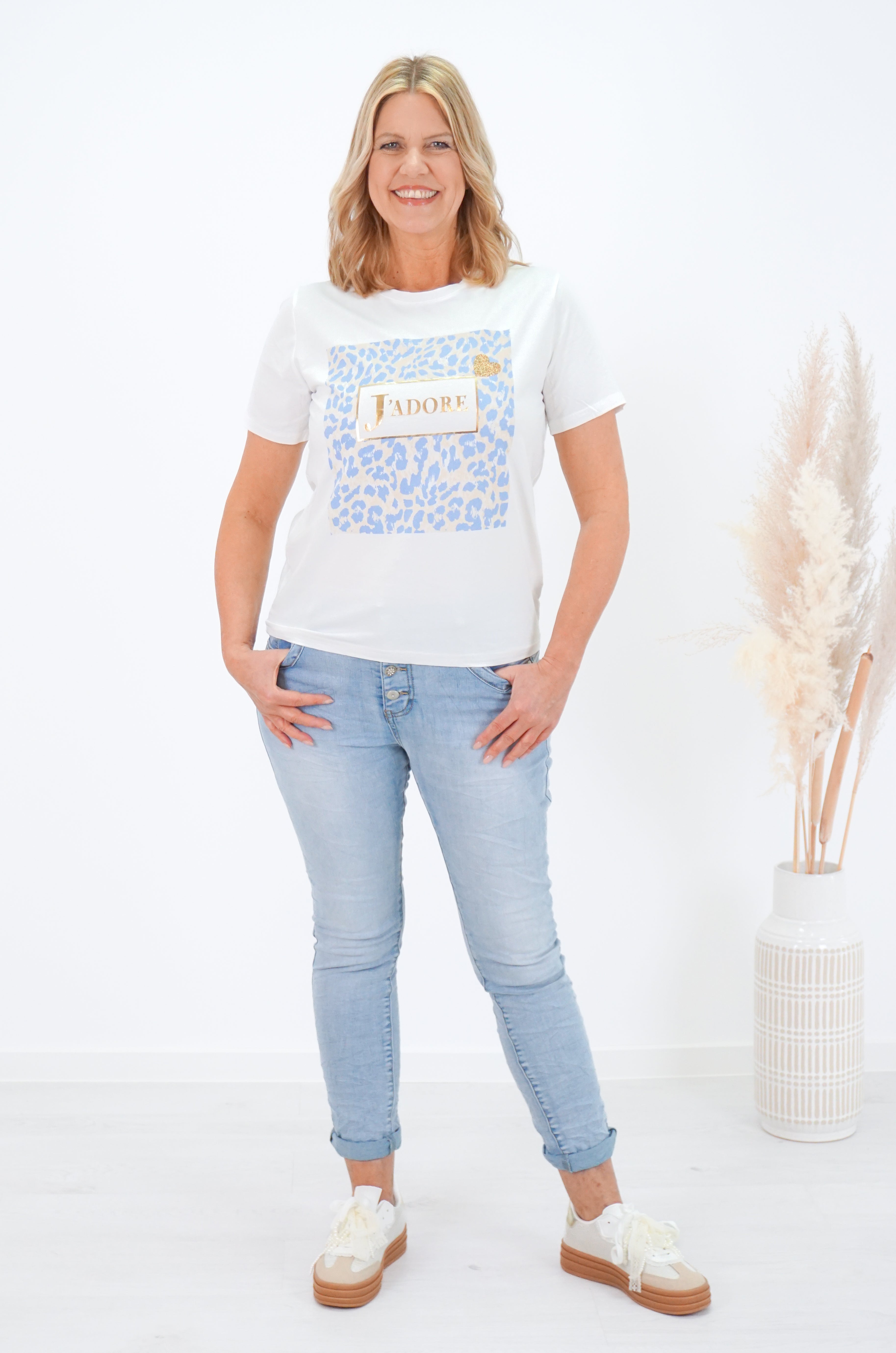 T-Shirt "J'adore", hellblau