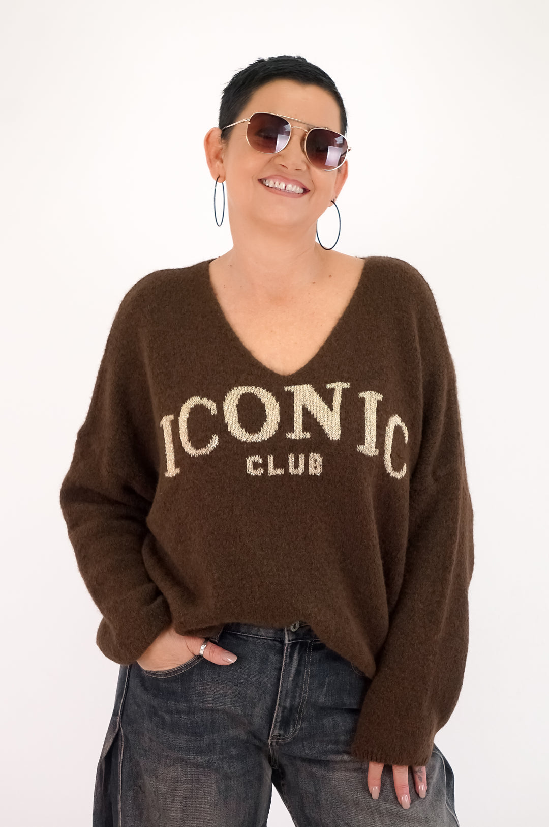 Strickpulli „ICONIC“, schokobraun