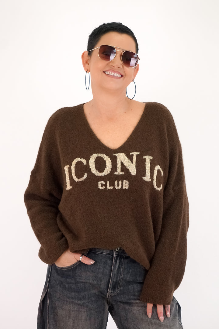 Strickpulli „ICONIC“, schokobraun