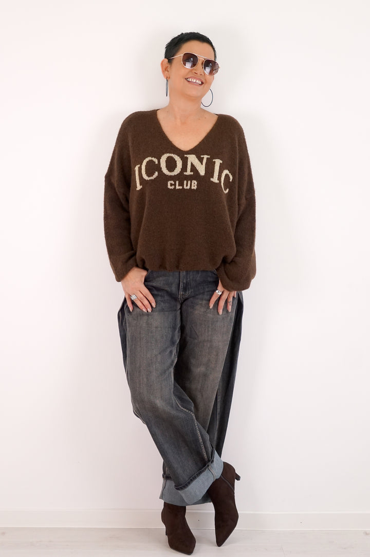 Strickpulli „ICONIC“, schokobraun