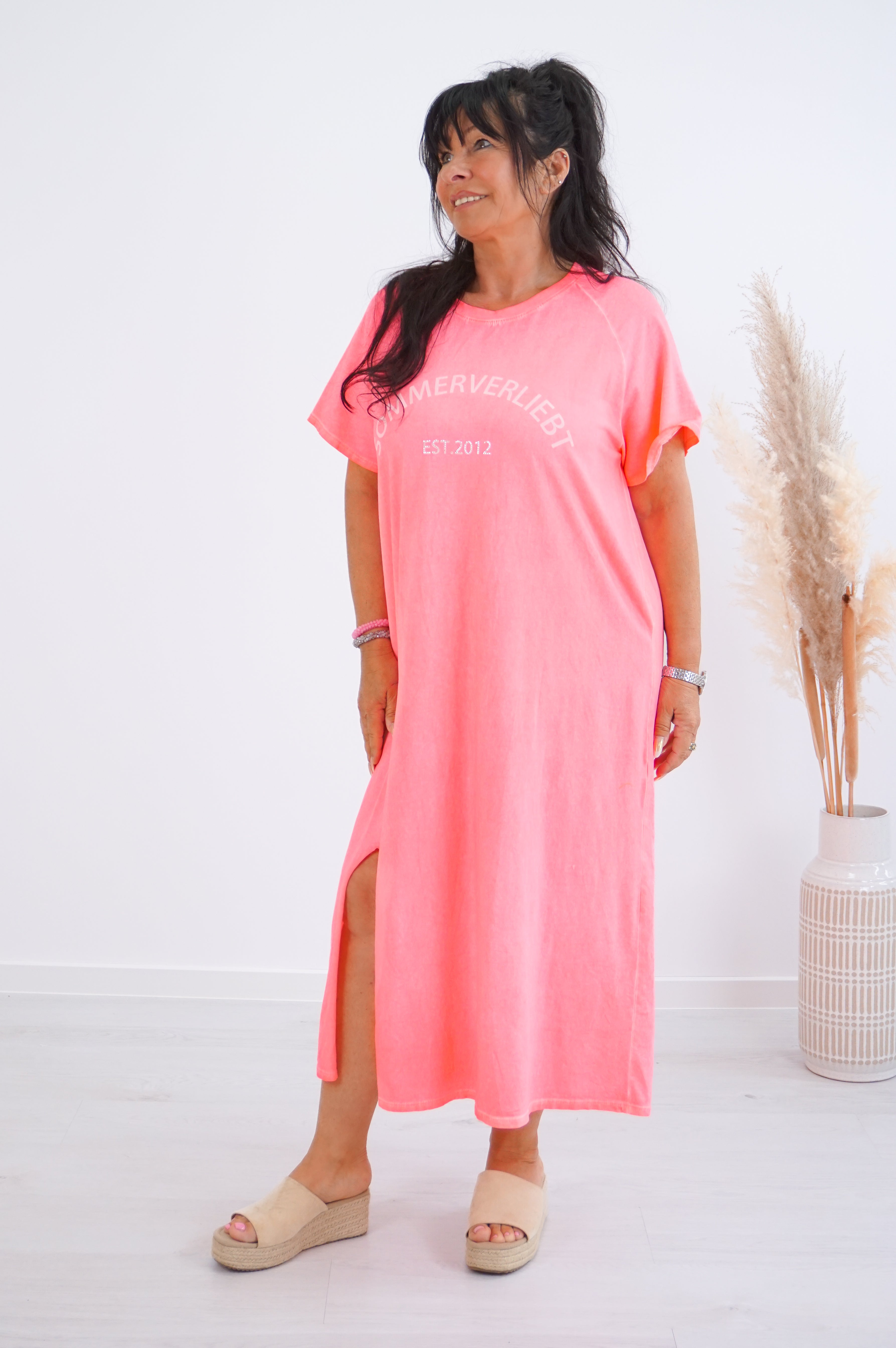 Jerseykleid "Sommerverliebt", neonkoralle