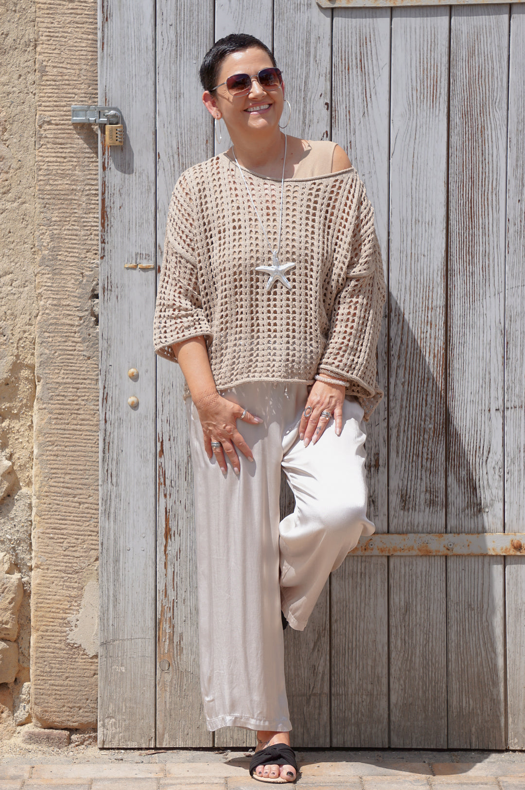 Häkelshirt „classic“, beige
