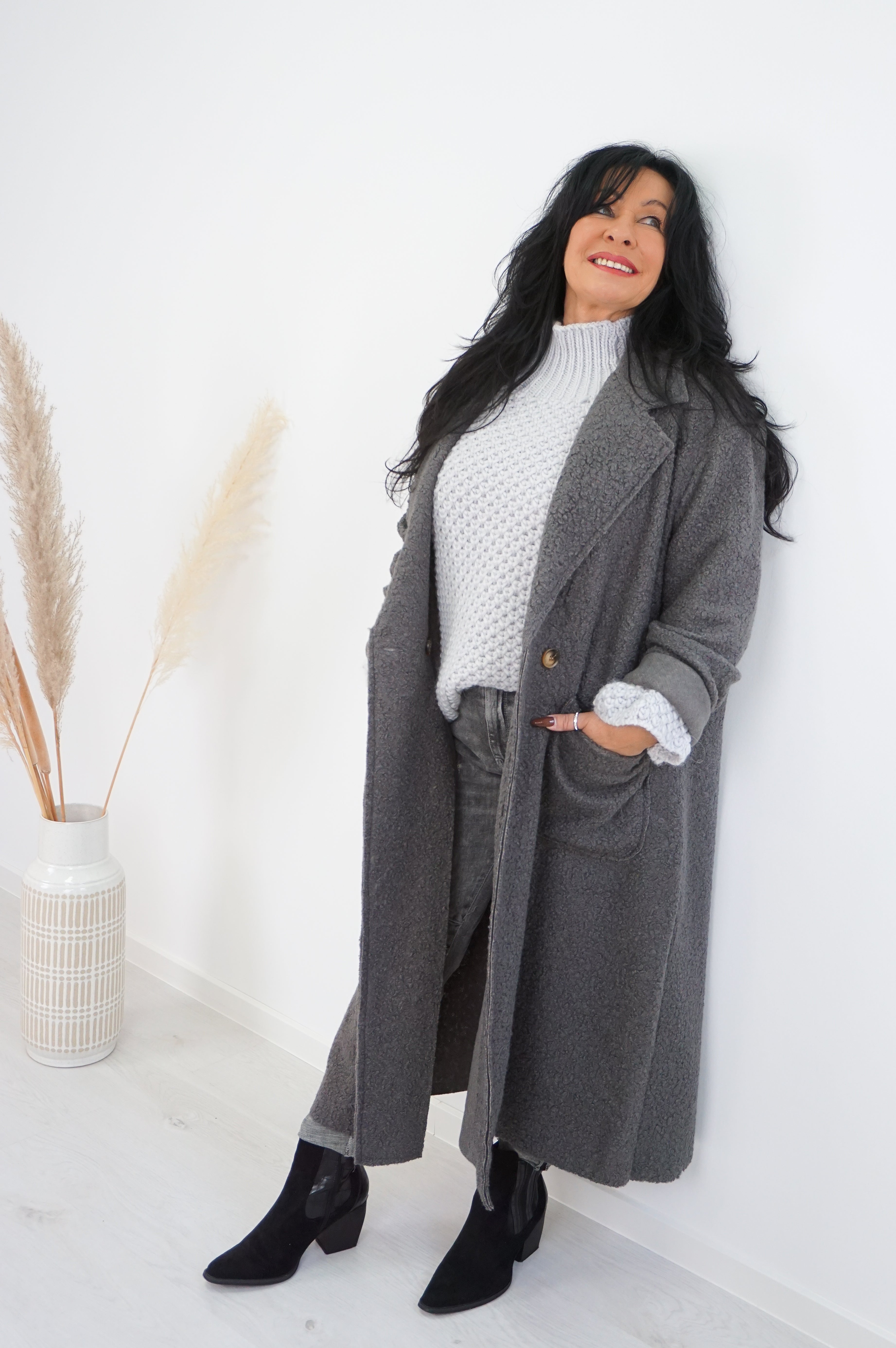 Edler Strickpulli, hellgrau