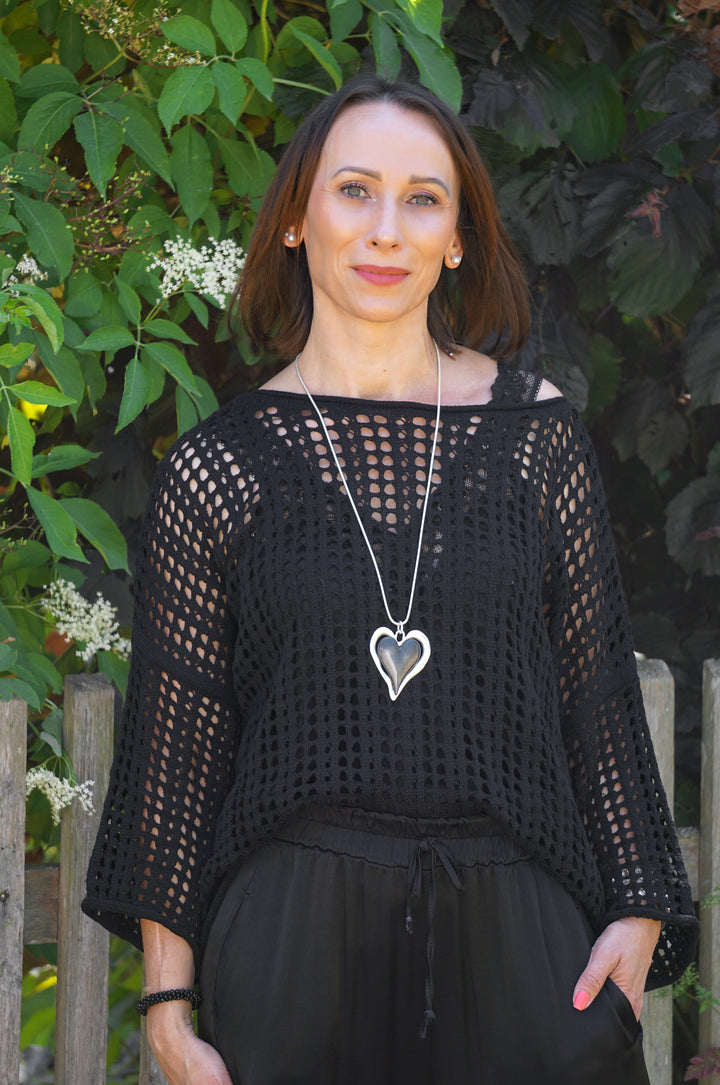 Häkelshirt „classic“, schwarz