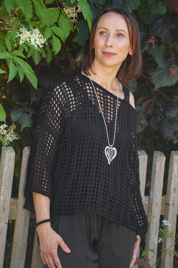 Häkelshirt „classic“, schwarz