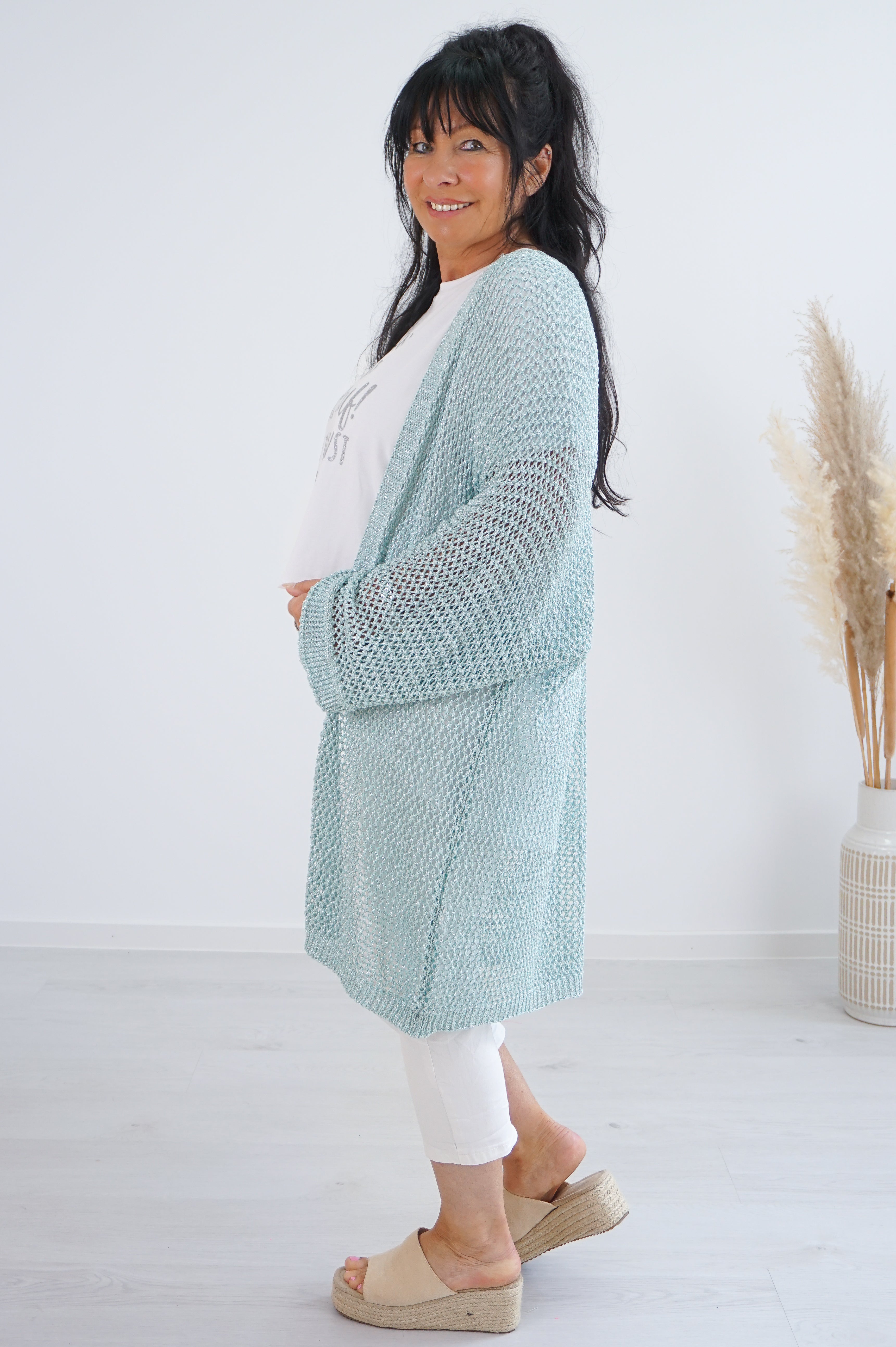 Häkeljacke "sparkle", türkis