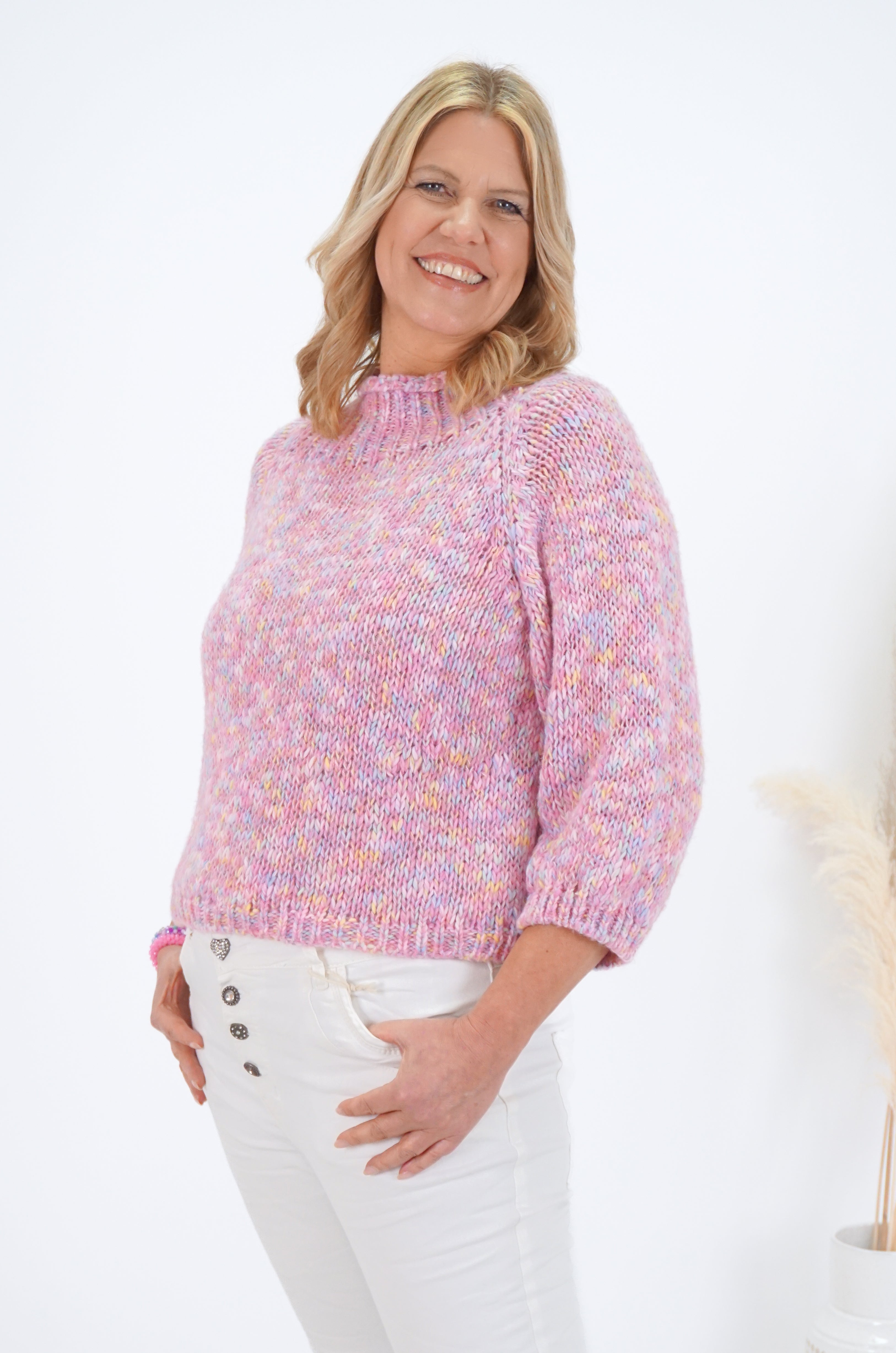 Strickpulli mit 3/4 Ärmeln