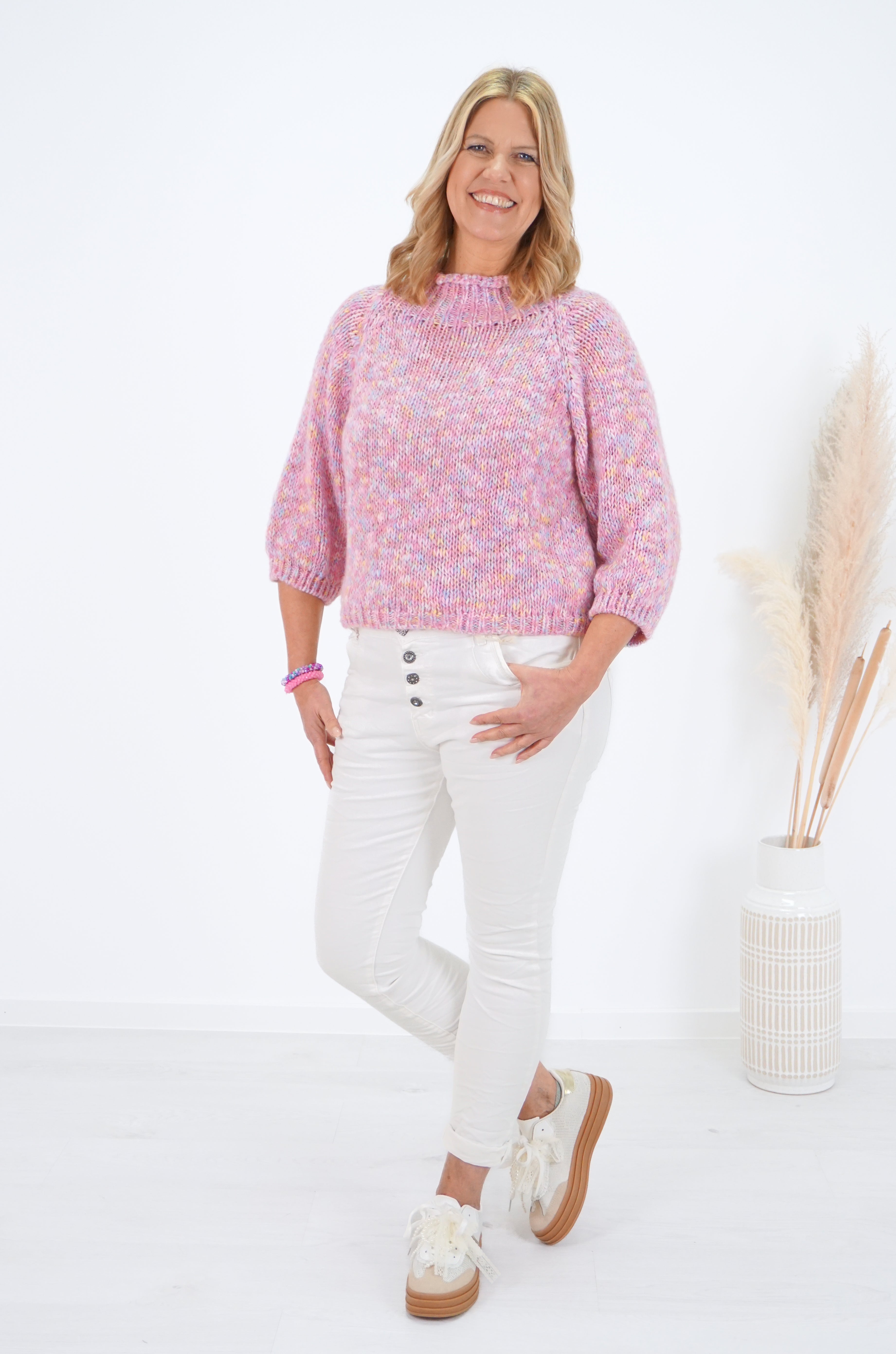 Strickpulli mit 3/4 Ärmeln