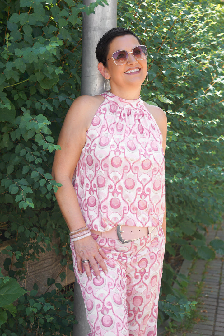 Zweiteiler Koffertop mit Print, rose