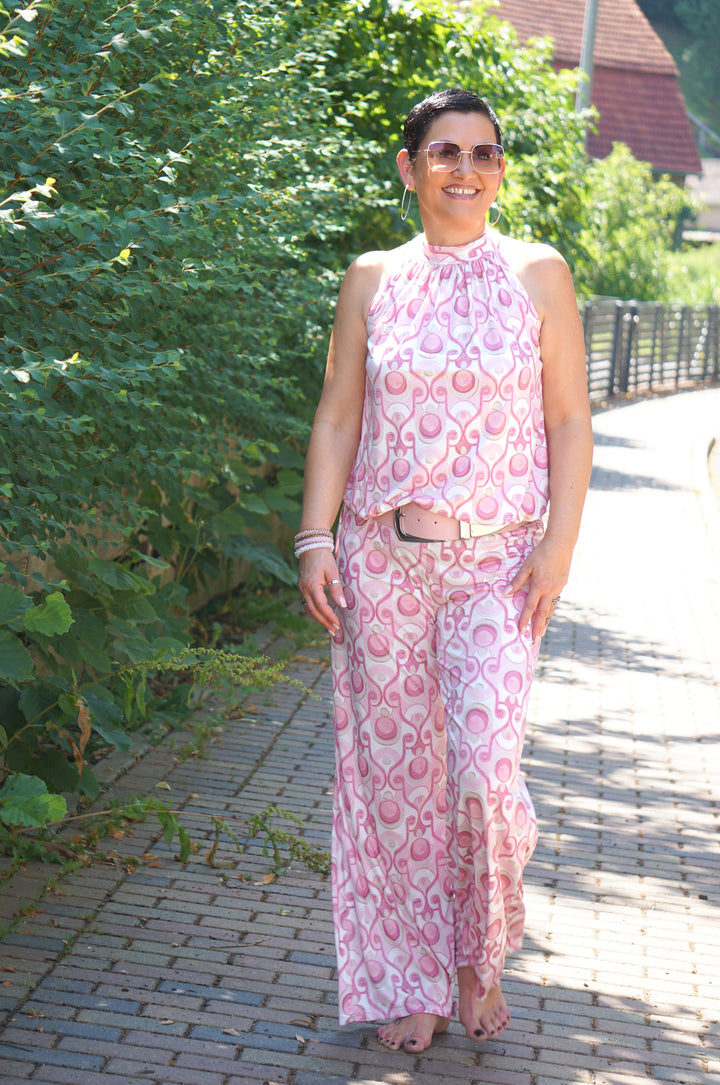 Zweiteiler Koffertop mit Print, rose