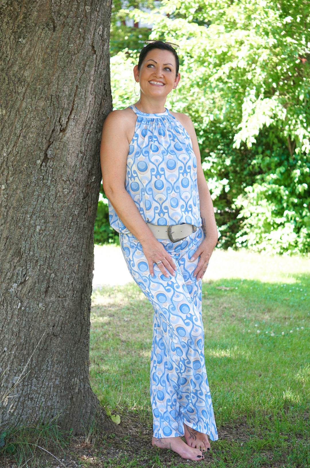 Zweiteiler Koffertop mit Print, blau