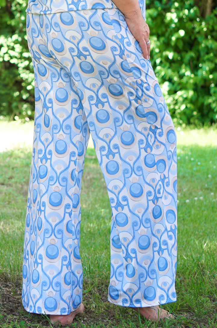 Zweiteiler Kofferhose mit Print, blau