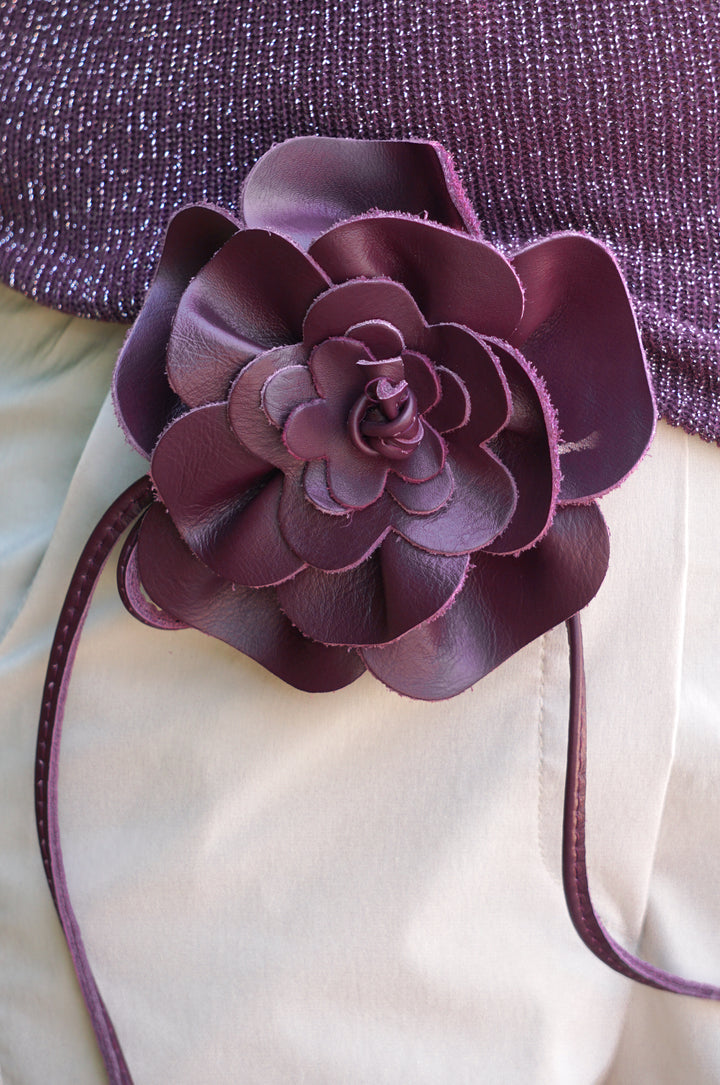 Bindegürtel "Flower", aubergine