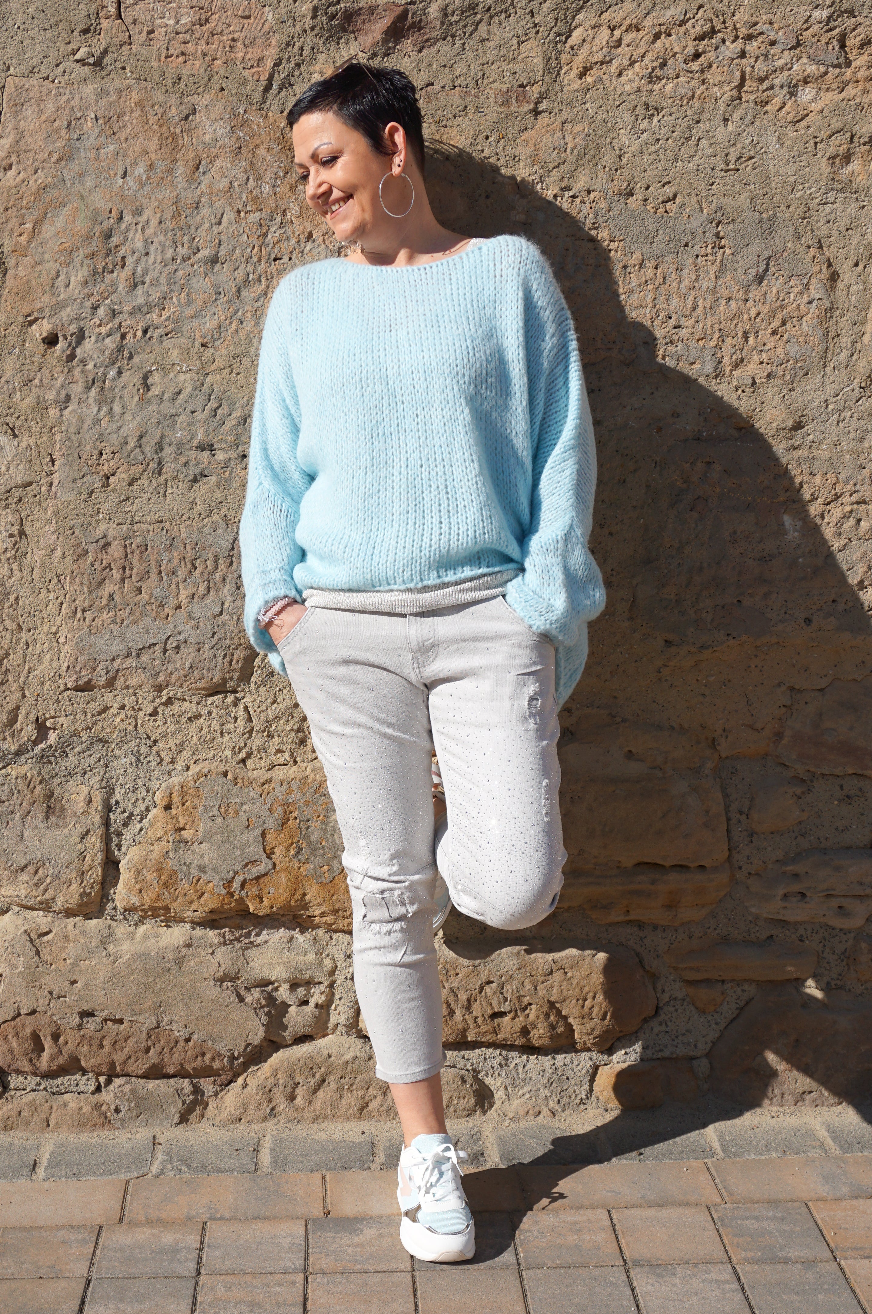Sexy Woman 7/8 Jeans “sparkle“, grau