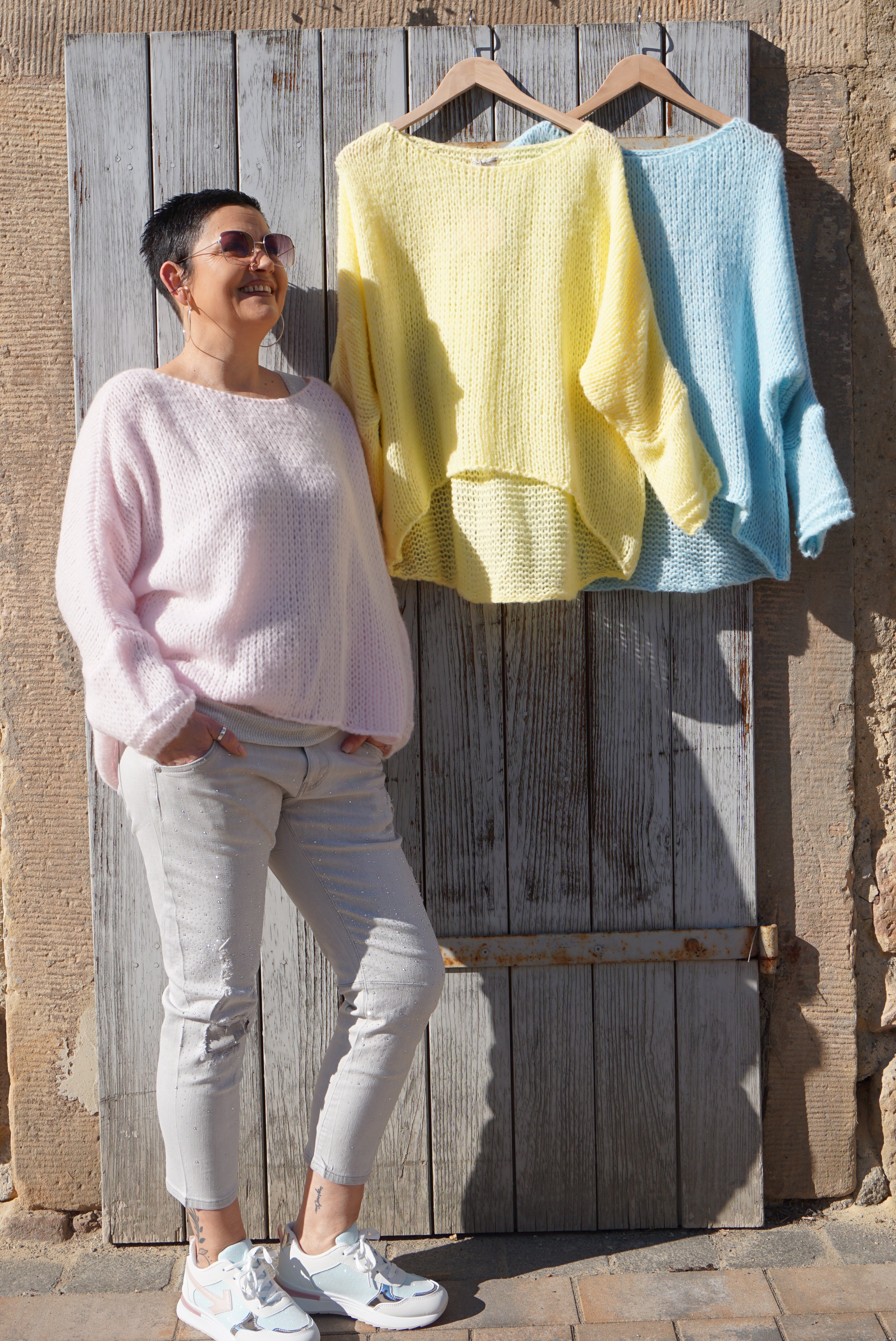 Basic Strickpulli, rosa
