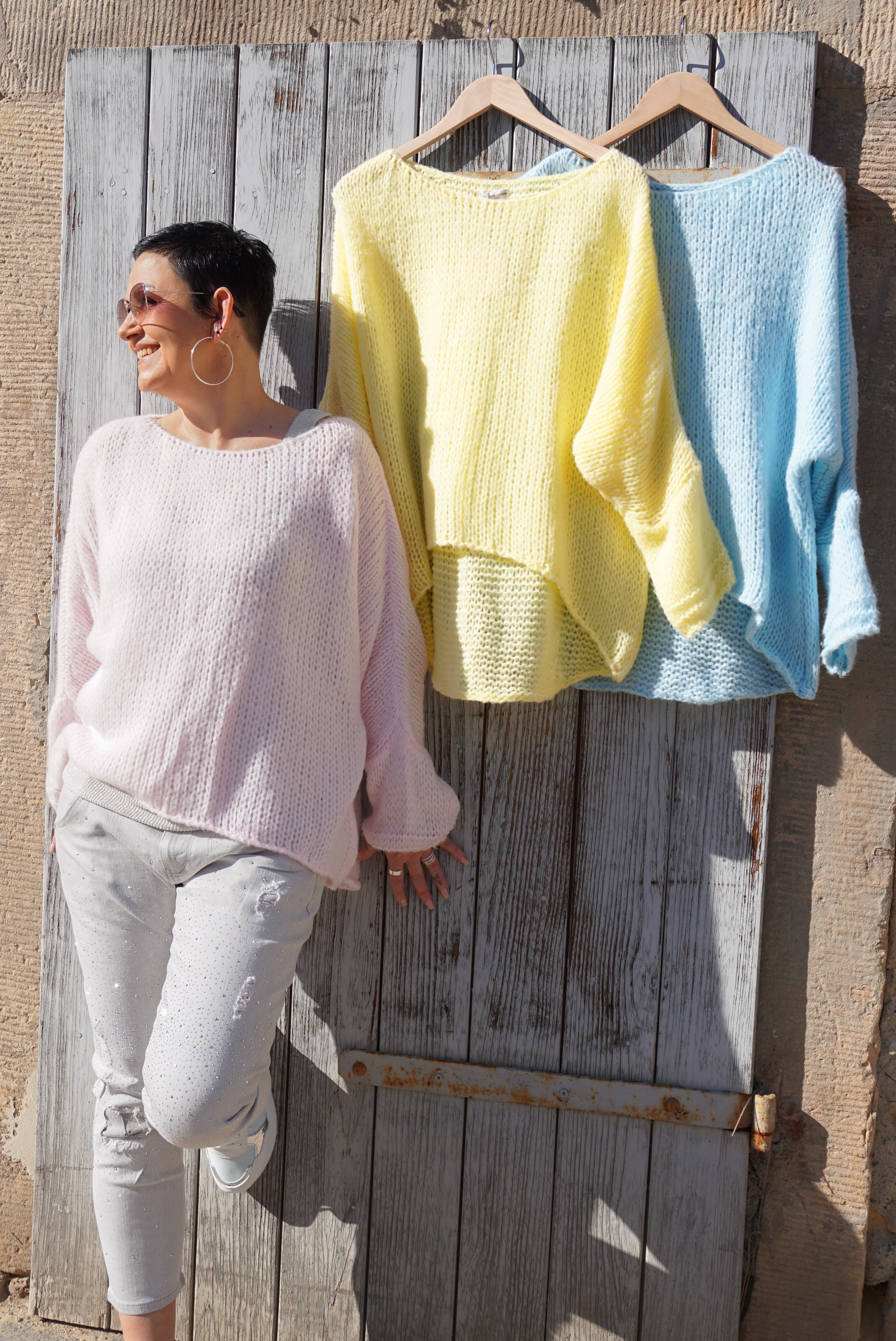 Basic Strickpulli, rosa