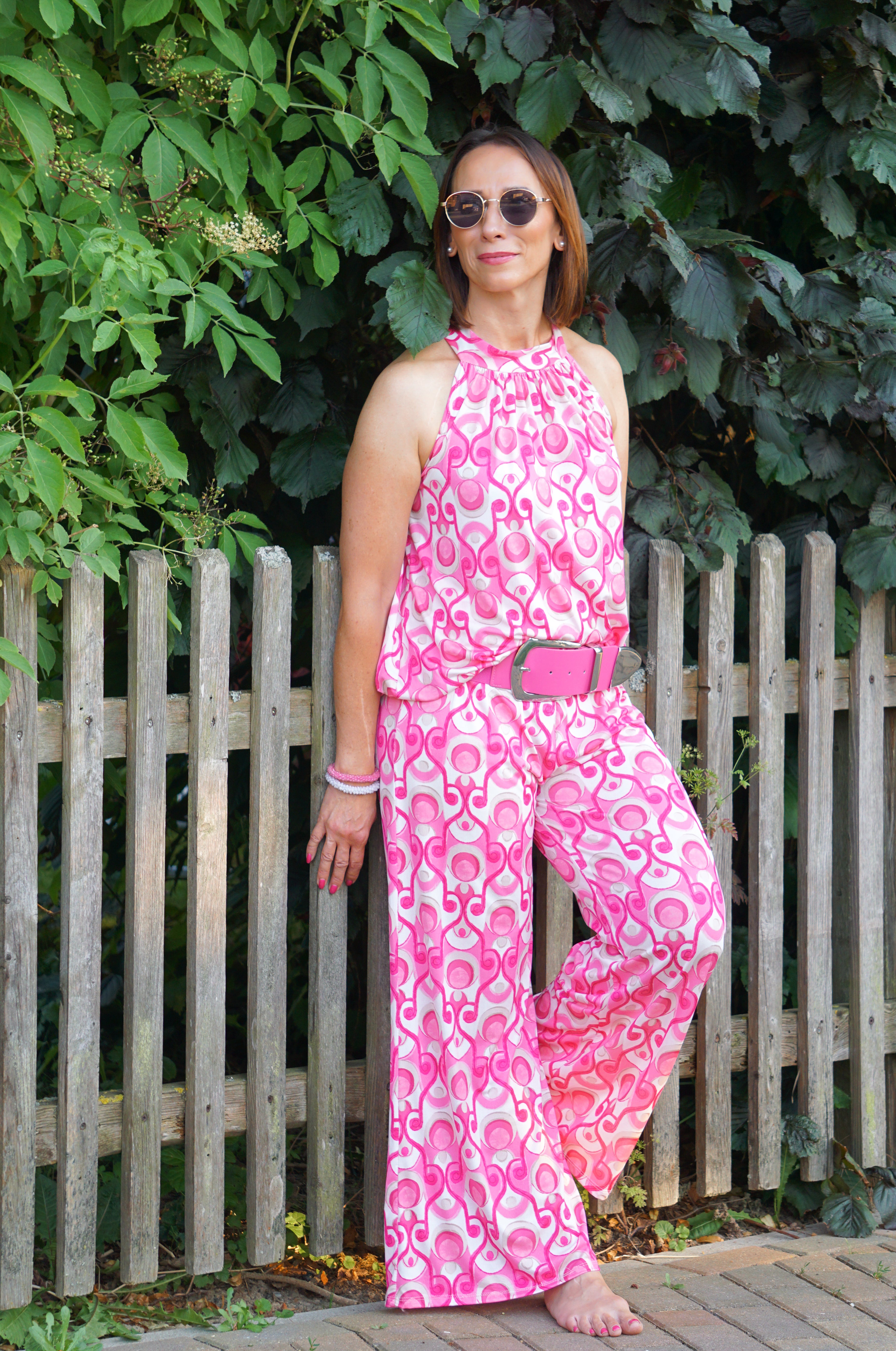 Zweiteiler Koffertop mit Print, pink