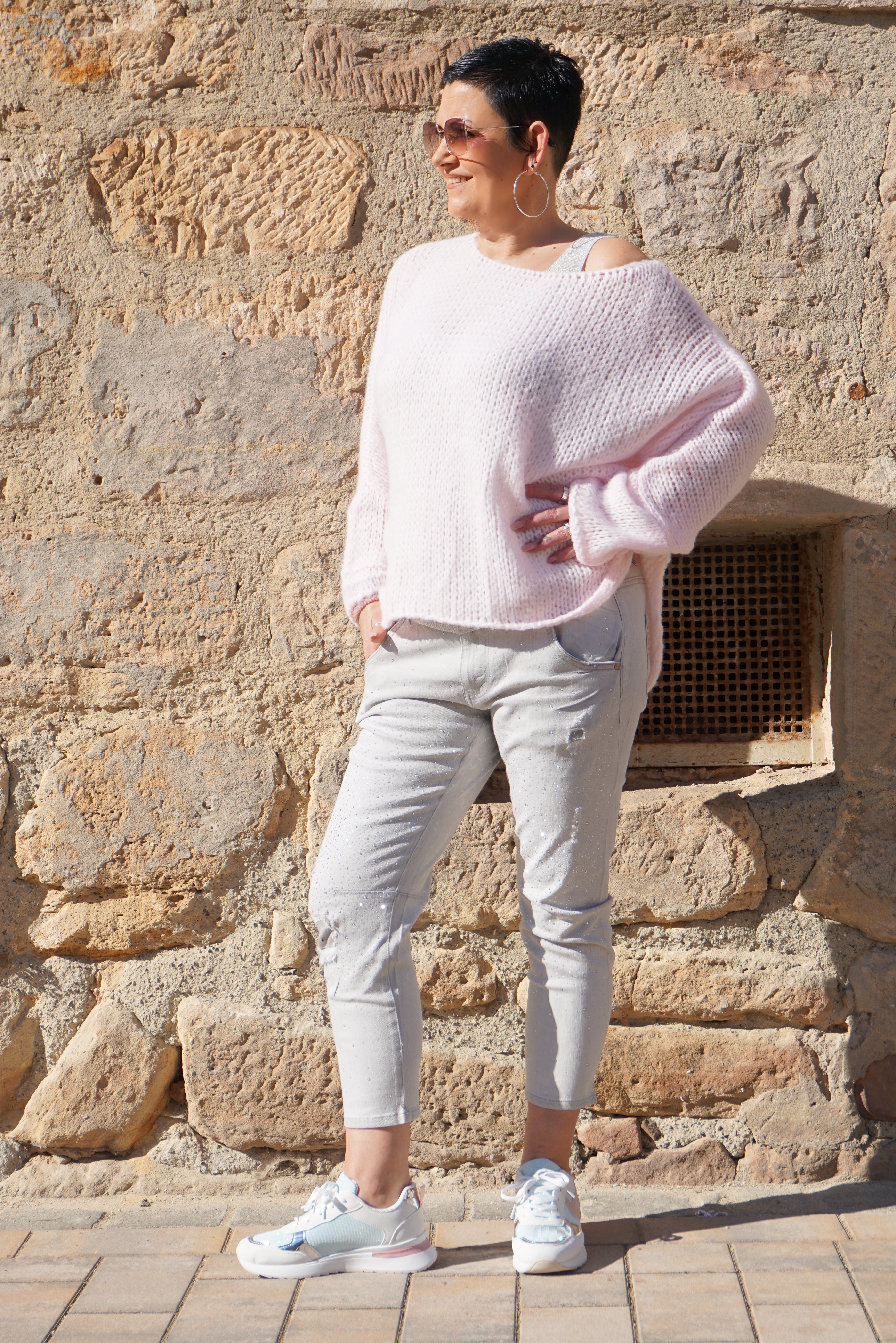 Basic Strickpulli, rosa