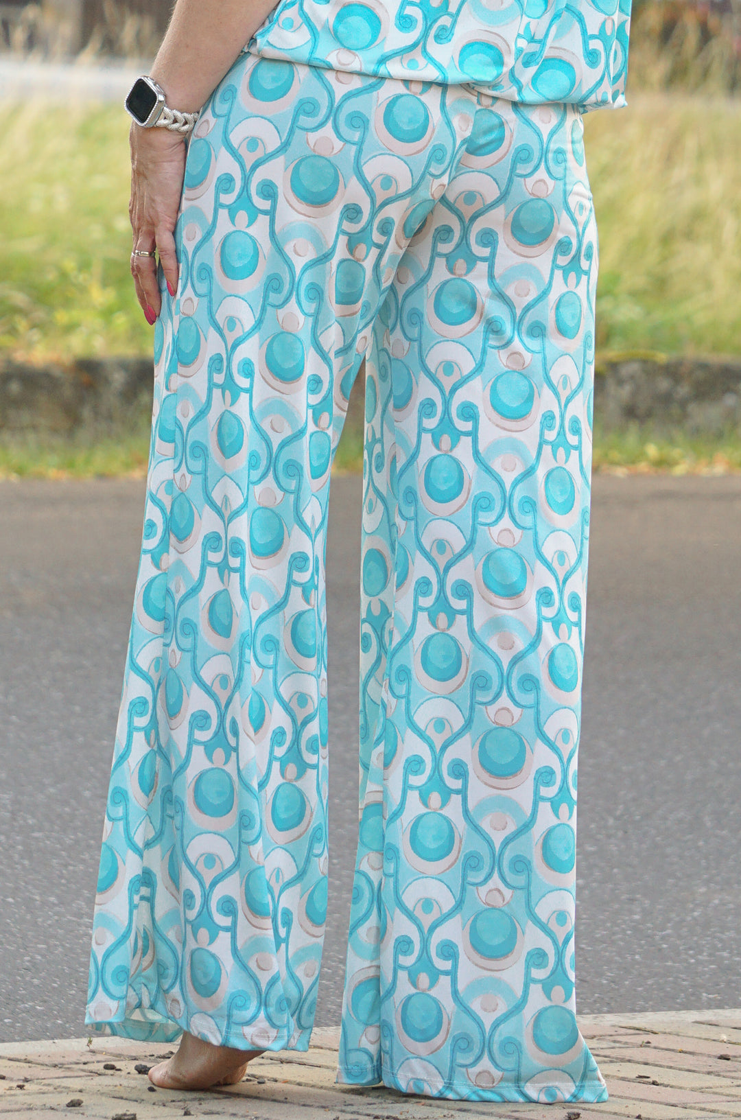 Zweiteiler Kofferhose mit Print, mint