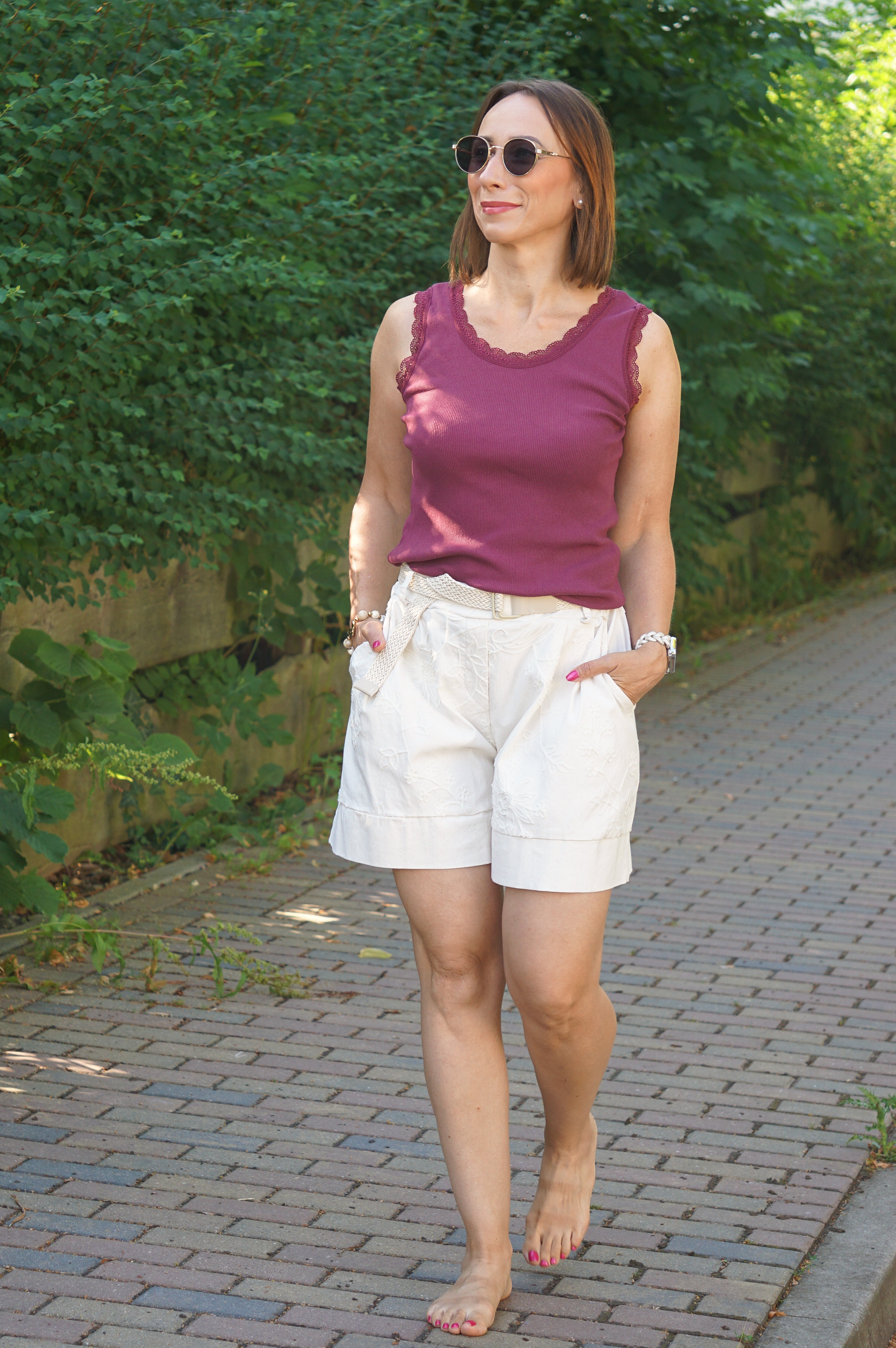 Top mit Spitze, bordeaux