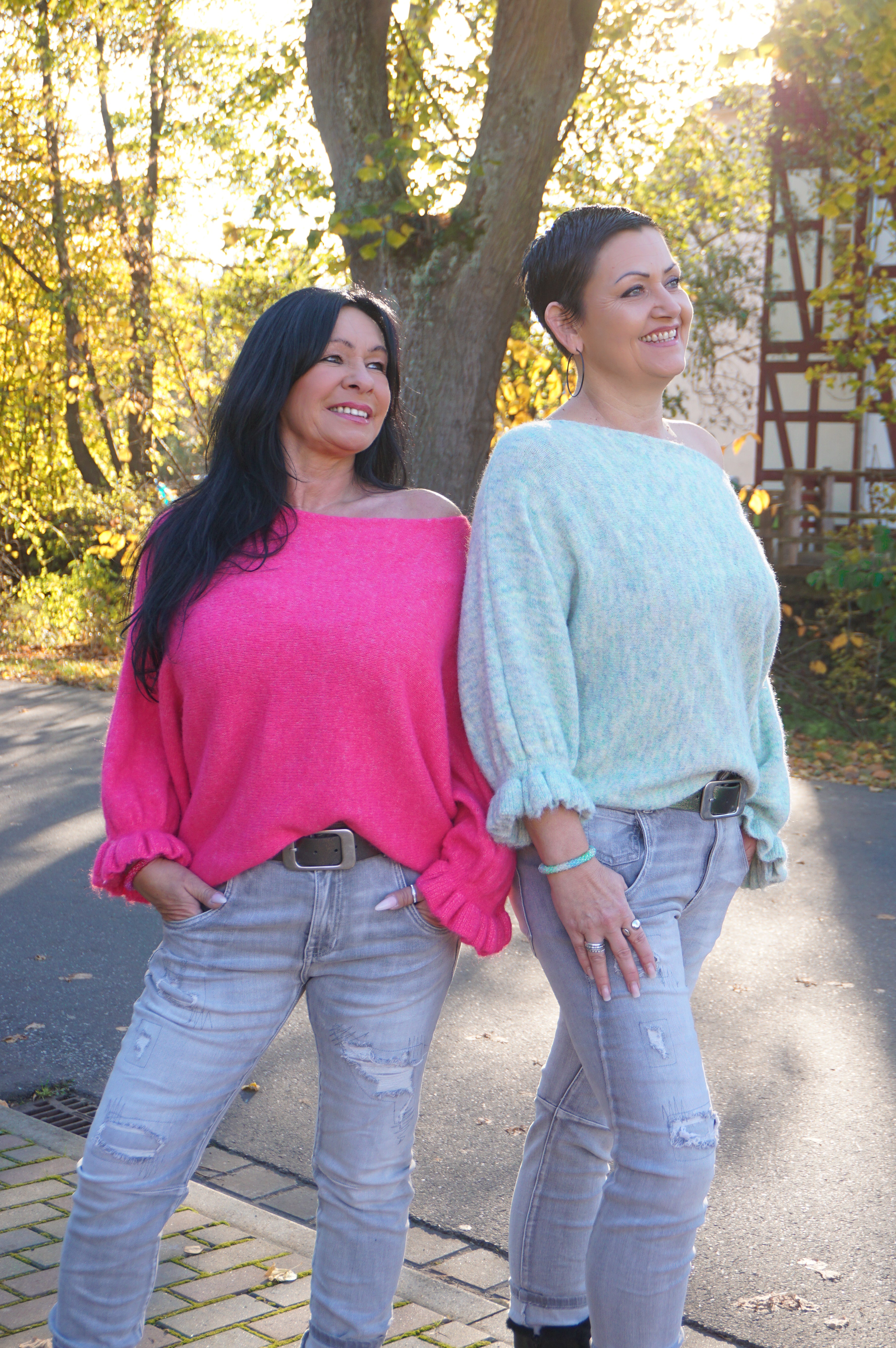 Strickpulli mit überschnitten Ärmeln, pink