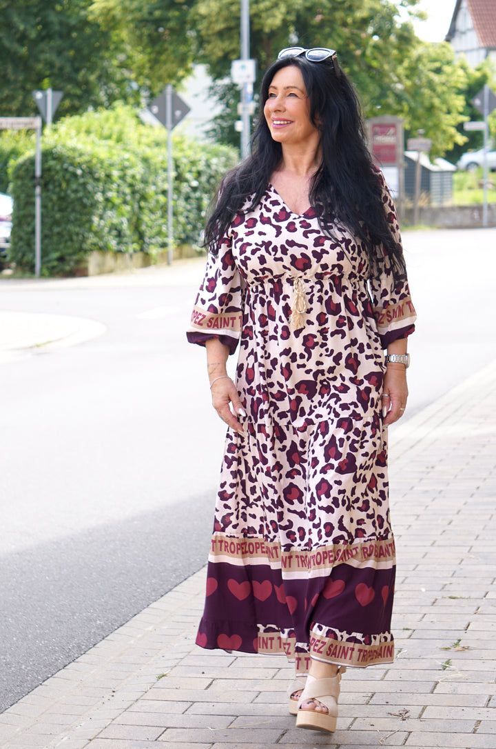 Langes Kleid mit Print “St.Tropez“, aubergine