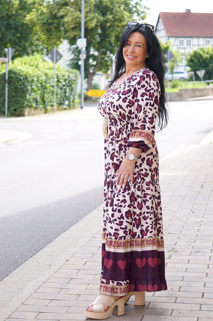 Langes Kleid mit Print “St.Tropez“, aubergine